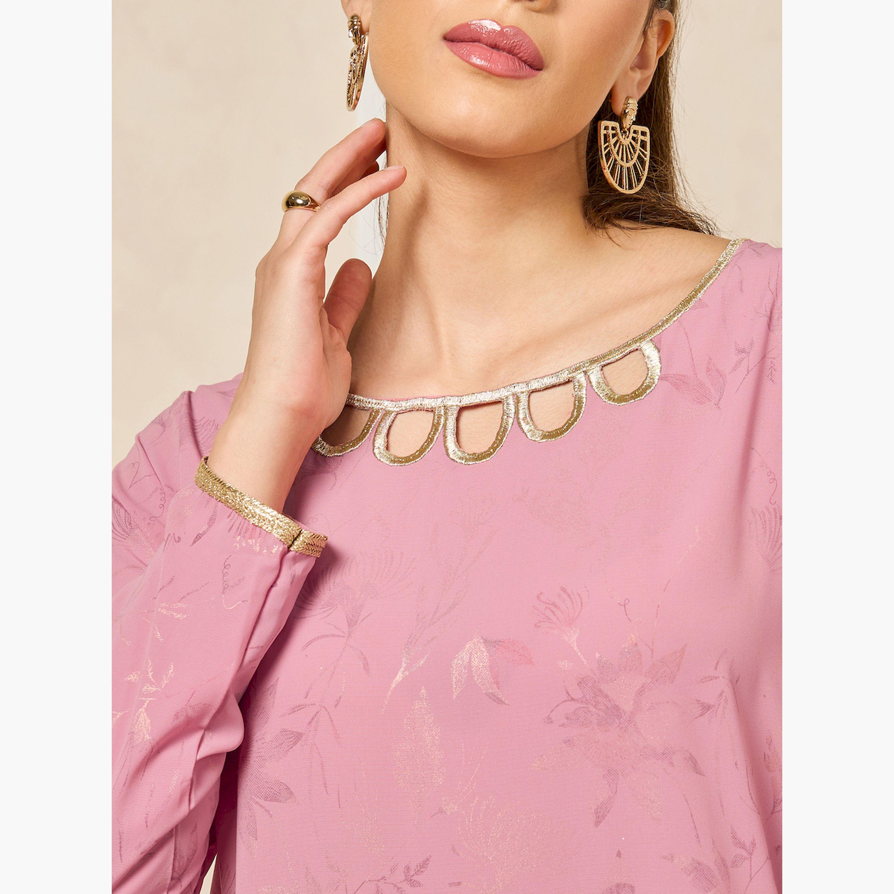 ستايلي -  جلابية تصميم صدفي مع تفاصيل دانتيل-women-arabicclothing-jalabiyas-image-4