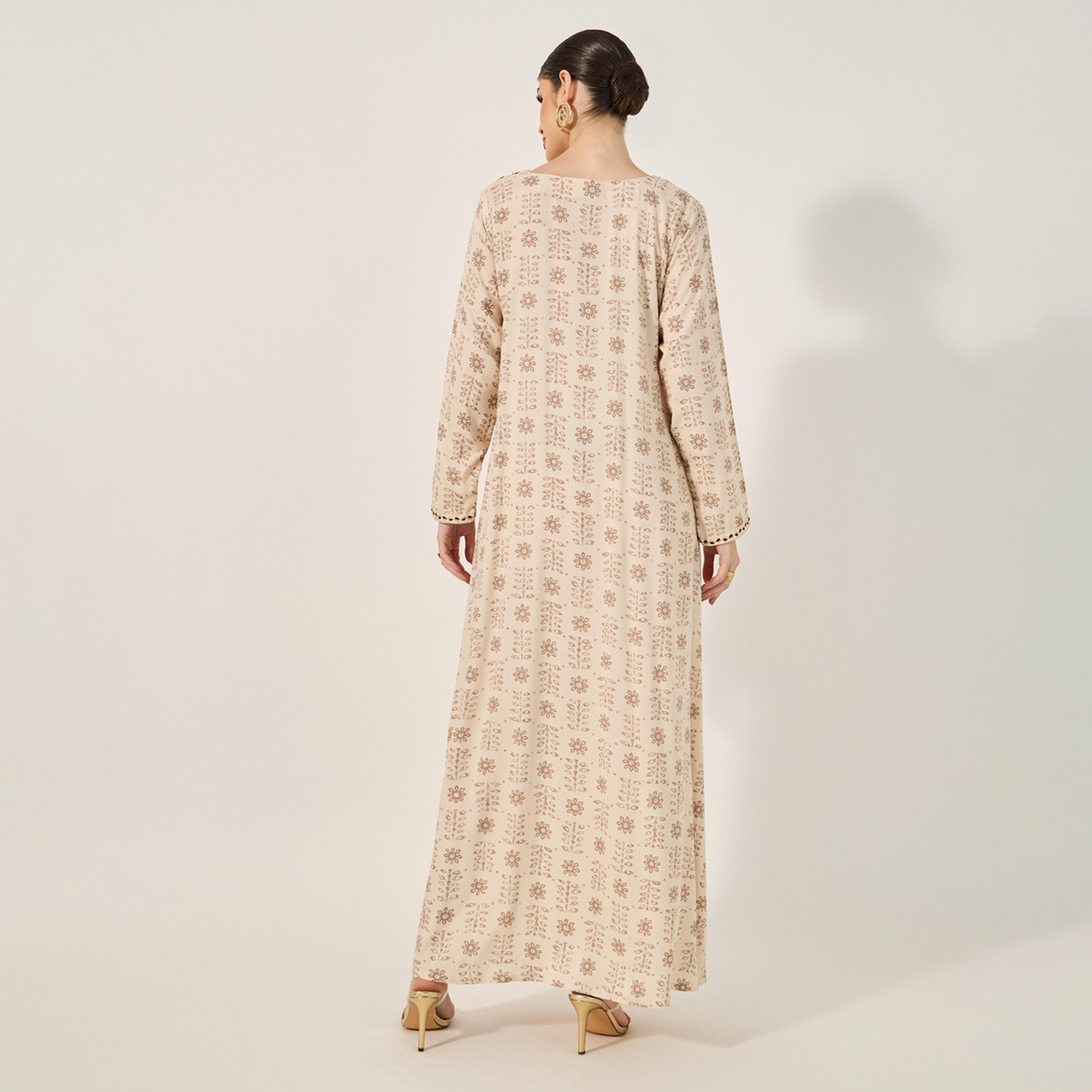 أميرة x ستايلي جلابية مطبعة بالكامل مع تفاصيل دانتيل-women-arabicclothing-jalabiyas-image-5