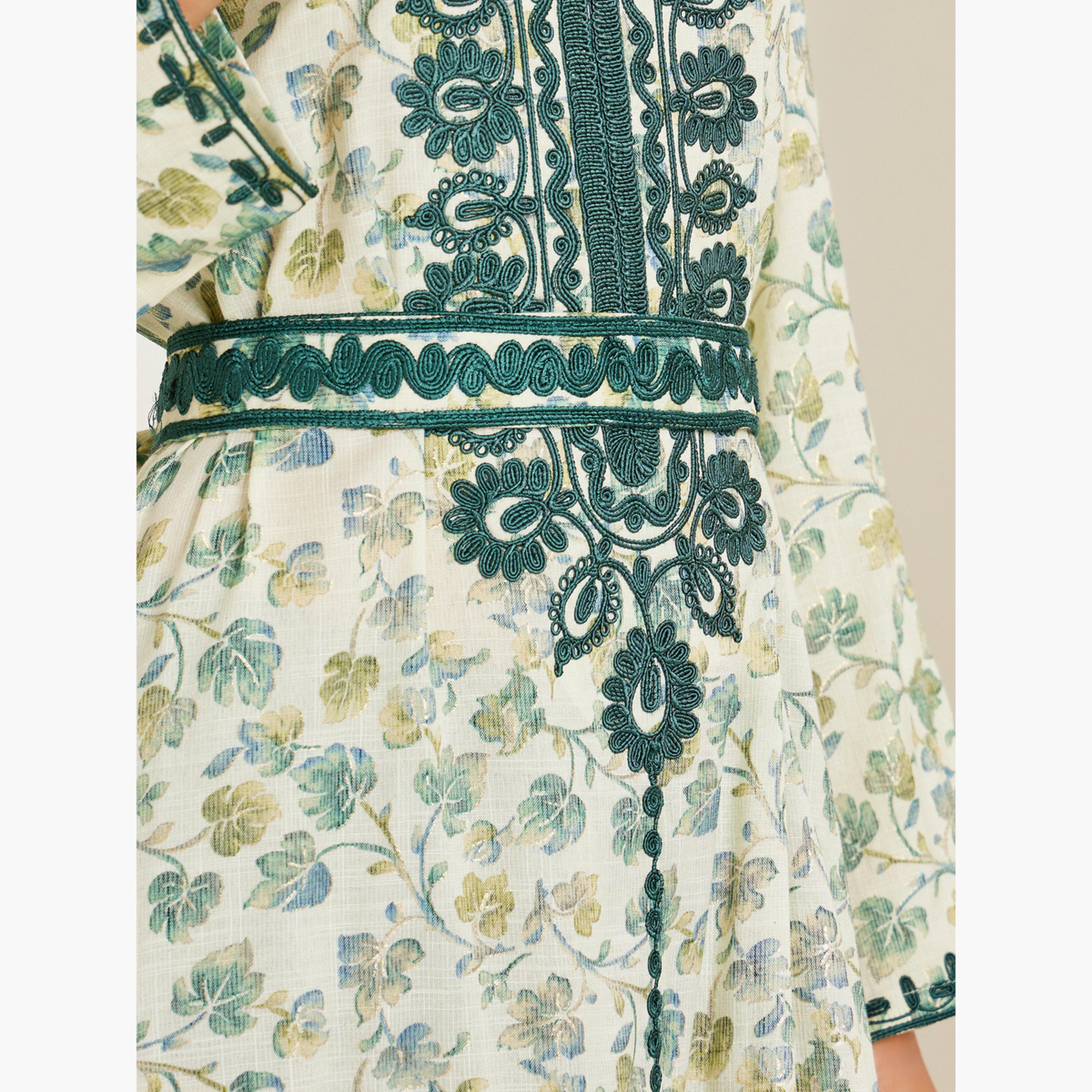 Styli Women Floral Printed Embroidered Jalabiya-women-arabicclothing-jalabiyas-image-4