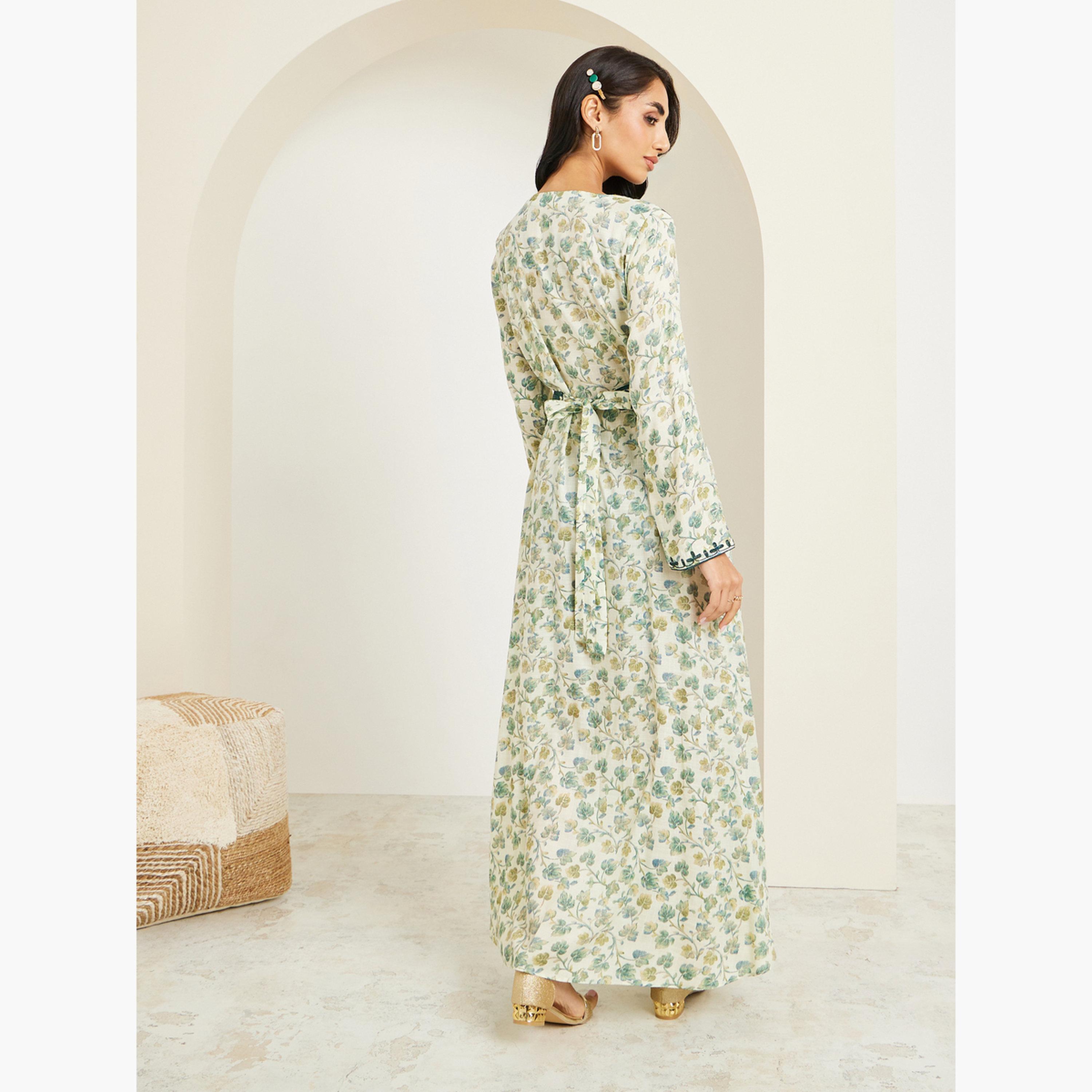 Styli Women Floral Printed Embroidered Jalabiya-women-arabicclothing-jalabiyas-image-5