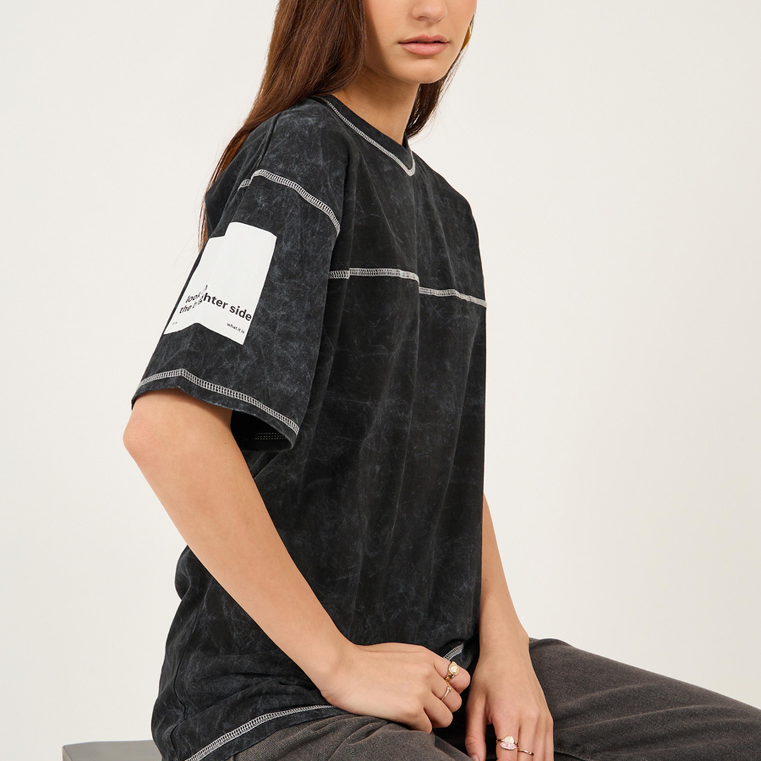 Styli Acid Wash Printed Round Neck Oversized T-Shirt-women-clothing-tshirts-image-1