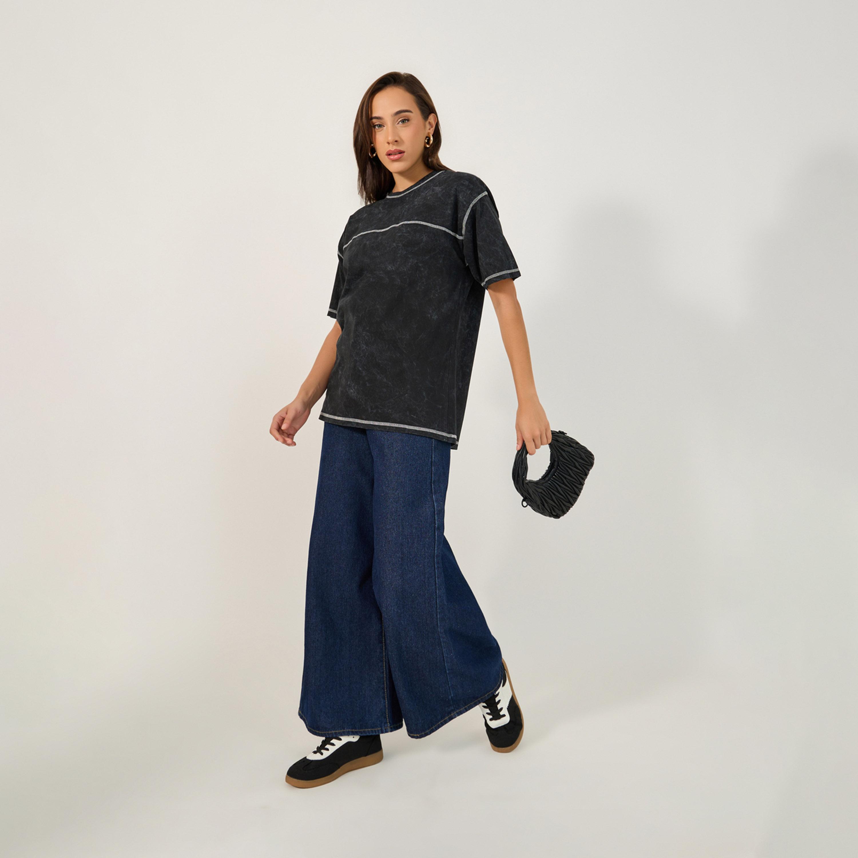 Styli Acid Wash Slogan Print Oversized T-Shirt-women-clothing-tshirts-image-3