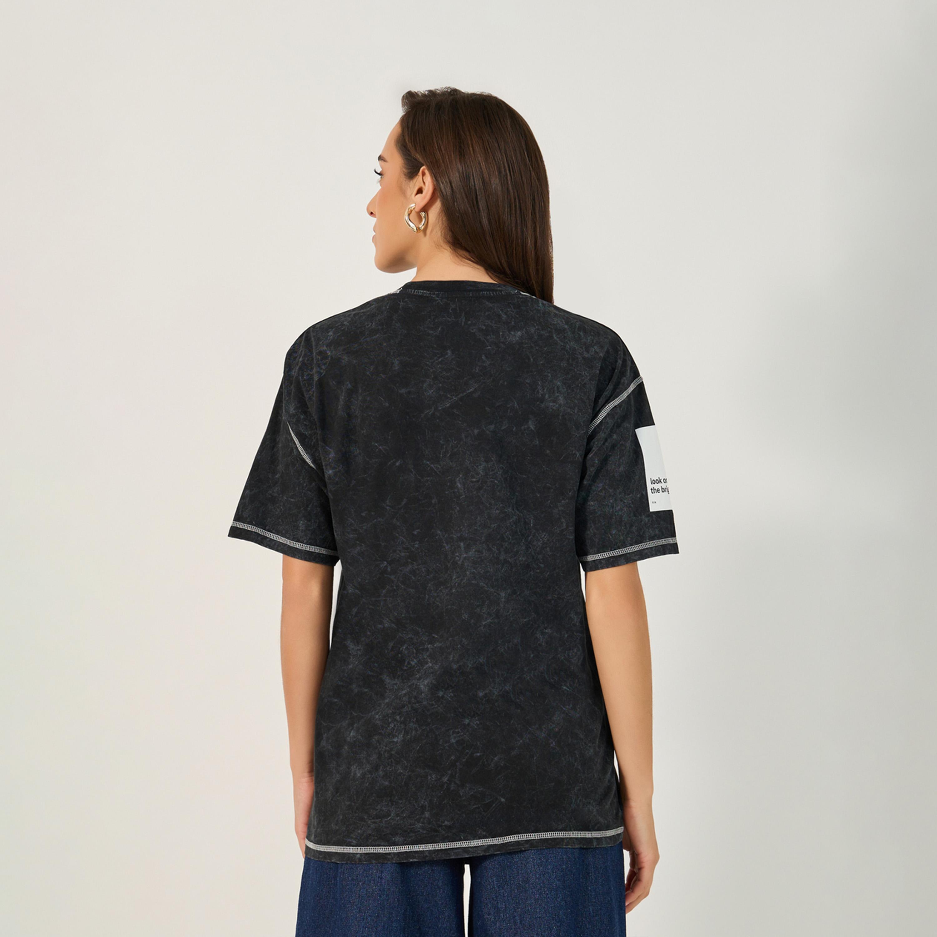 Styli Acid Wash Slogan Print Oversized T-Shirt-women-clothing-tshirts-image-5