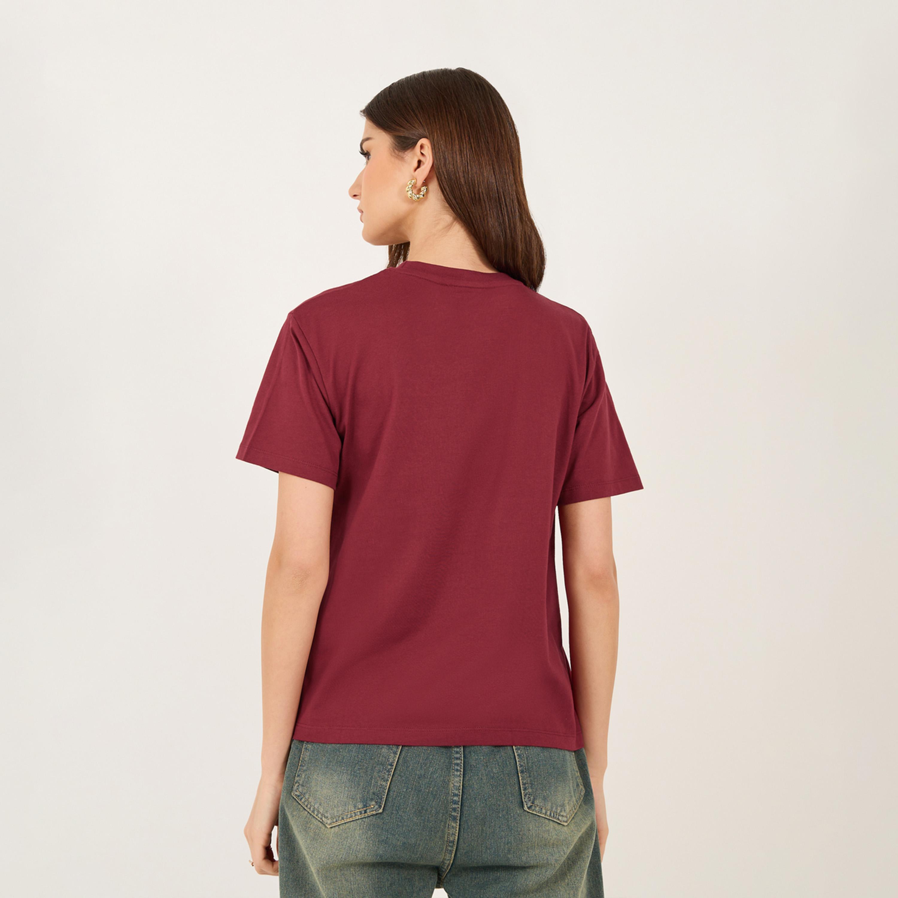 Styli Embroidered Slogan Relaxed Fit Round Neck T-Shirt-women-clothing-tshirts-image-5