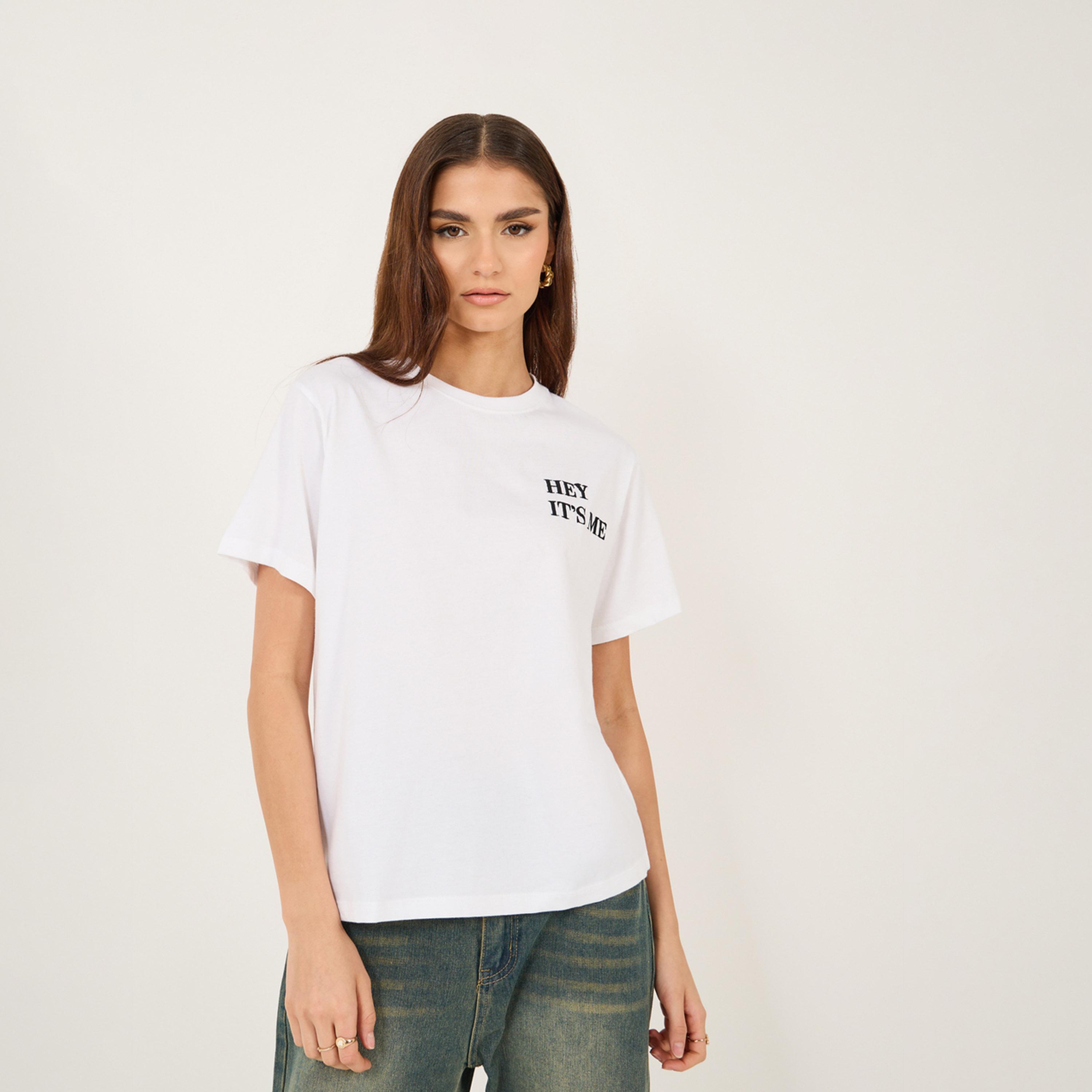 Styli Embroidered Slogan Relaxed Fit Round Neck T-Shirt-women-clothing-tshirts-image-3