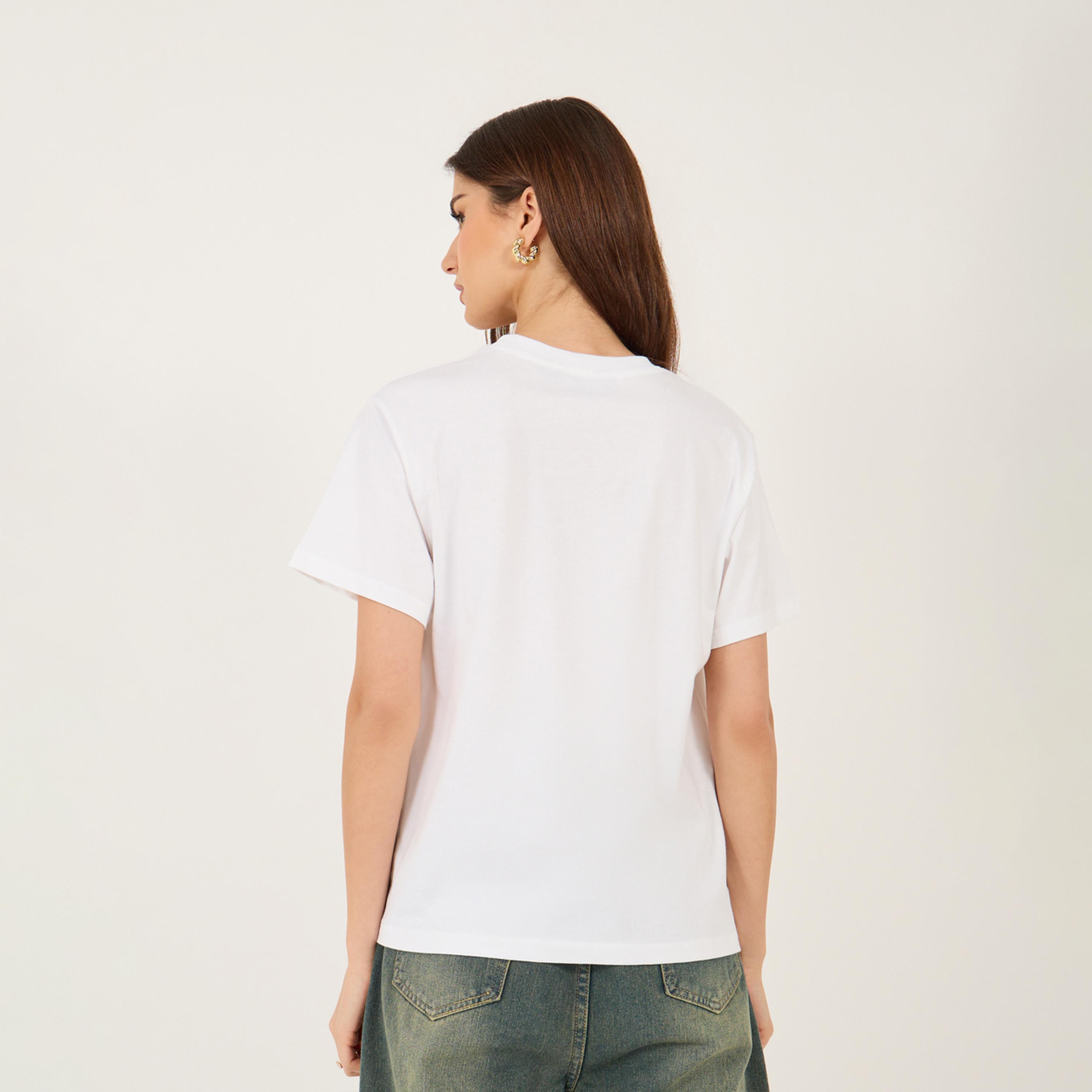 Styli Embroidered Slogan Relaxed Fit Round Neck T-Shirt-women-clothing-tshirts-image-5
