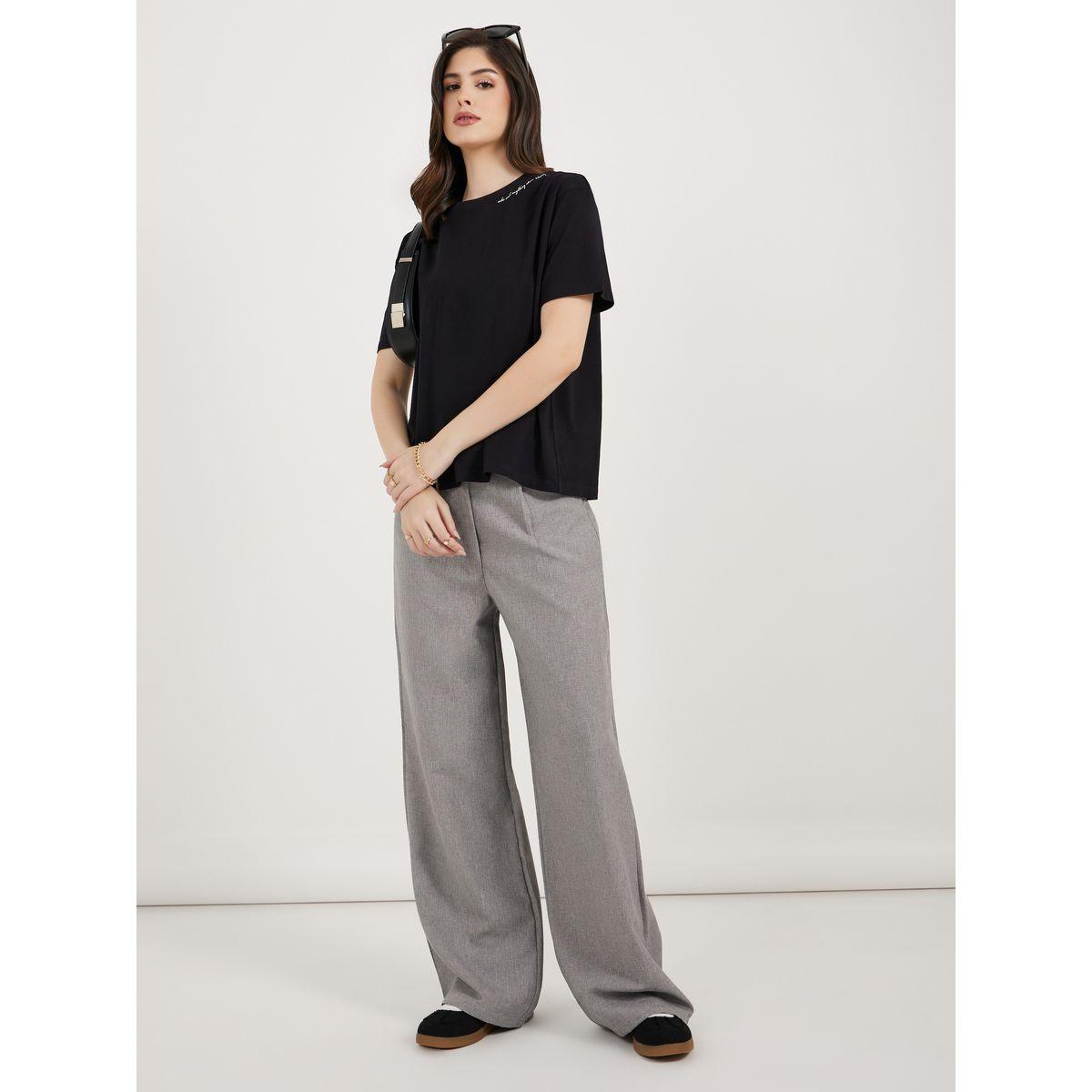 تيشيرت بوكسي بياقة دائرية وطبعة كتابة-women-clothing-tshirts-image-2