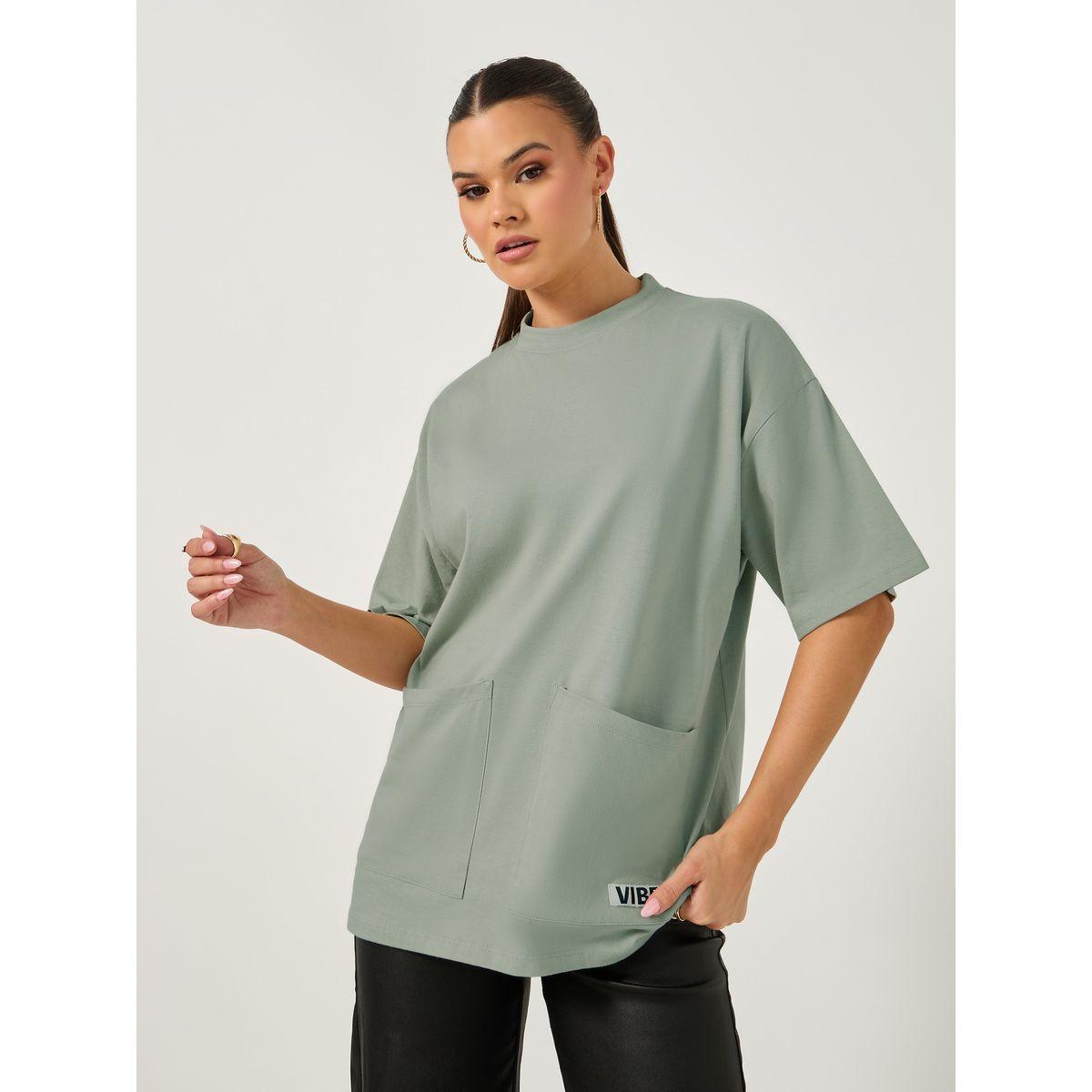 Oversized Utility Pocket T-Shirt with Patch Work Detail-women-clothing-tshirts-image-1