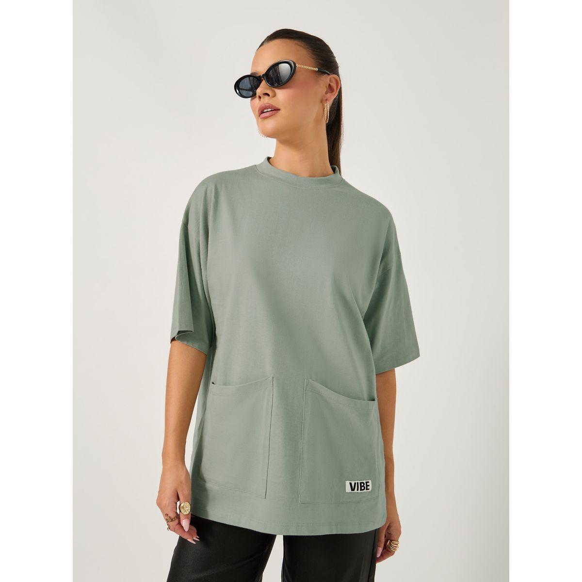 Oversized Utility Pocket T-Shirt with Patch Work Detail-women-clothing-tshirts-image-2