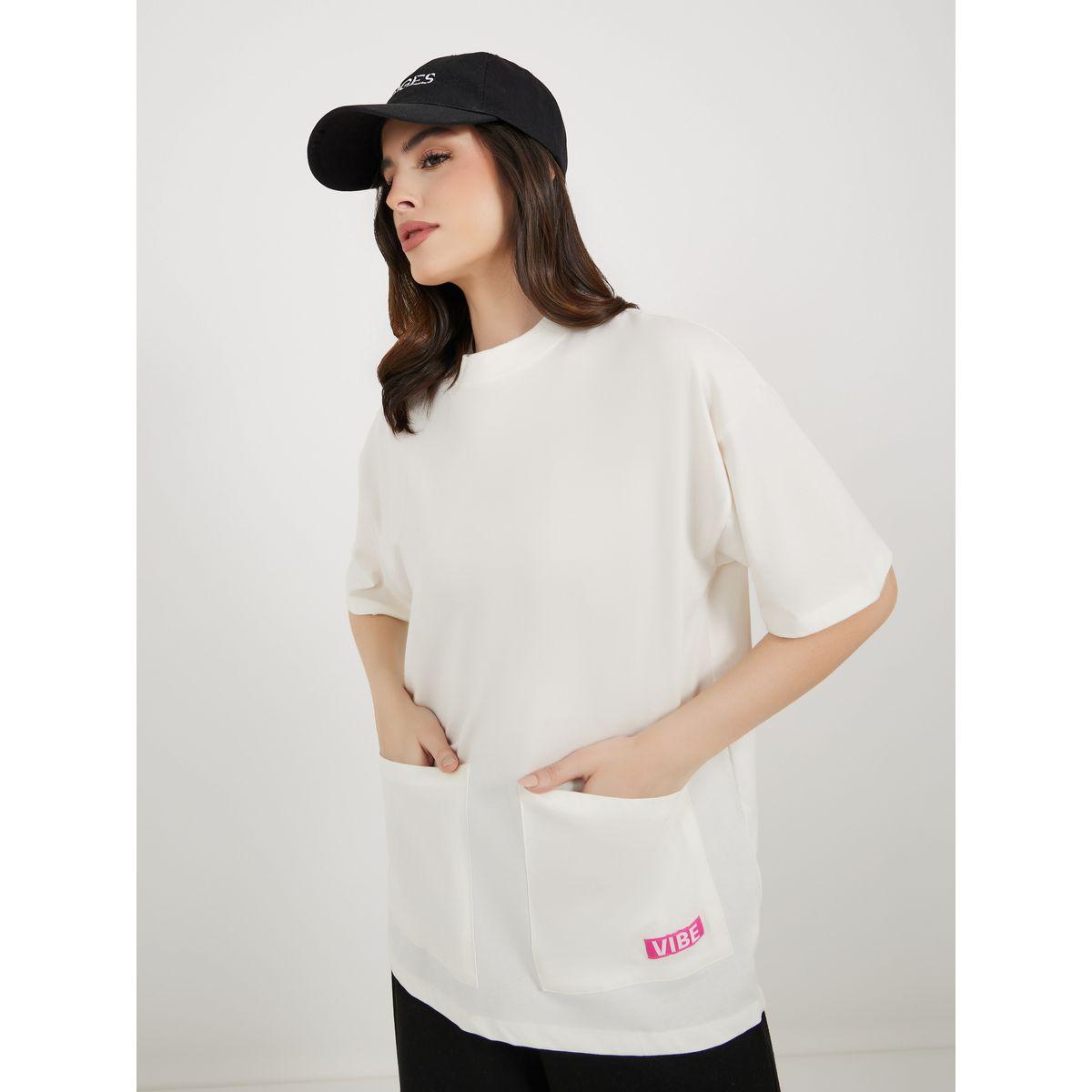 Styli Utility Pocket Detail High Neck Oversized T-Shirt-women-clothing-tshirts-image-1