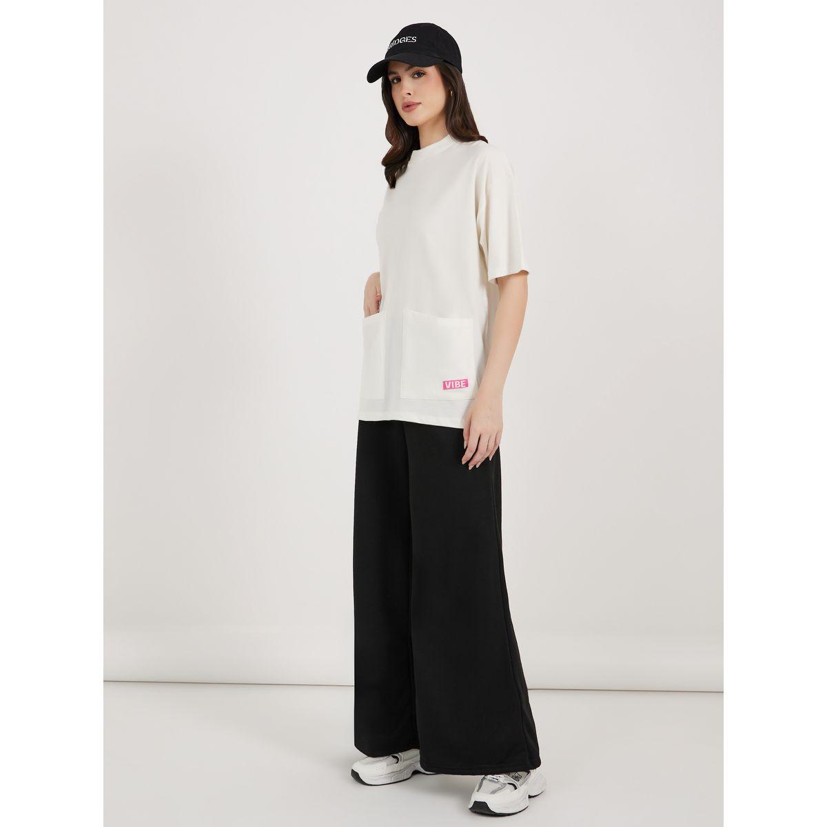 تيشيرت فضفاض بياقة عالية وتفاصيل جيوب-women-clothing-tshirts-image-2