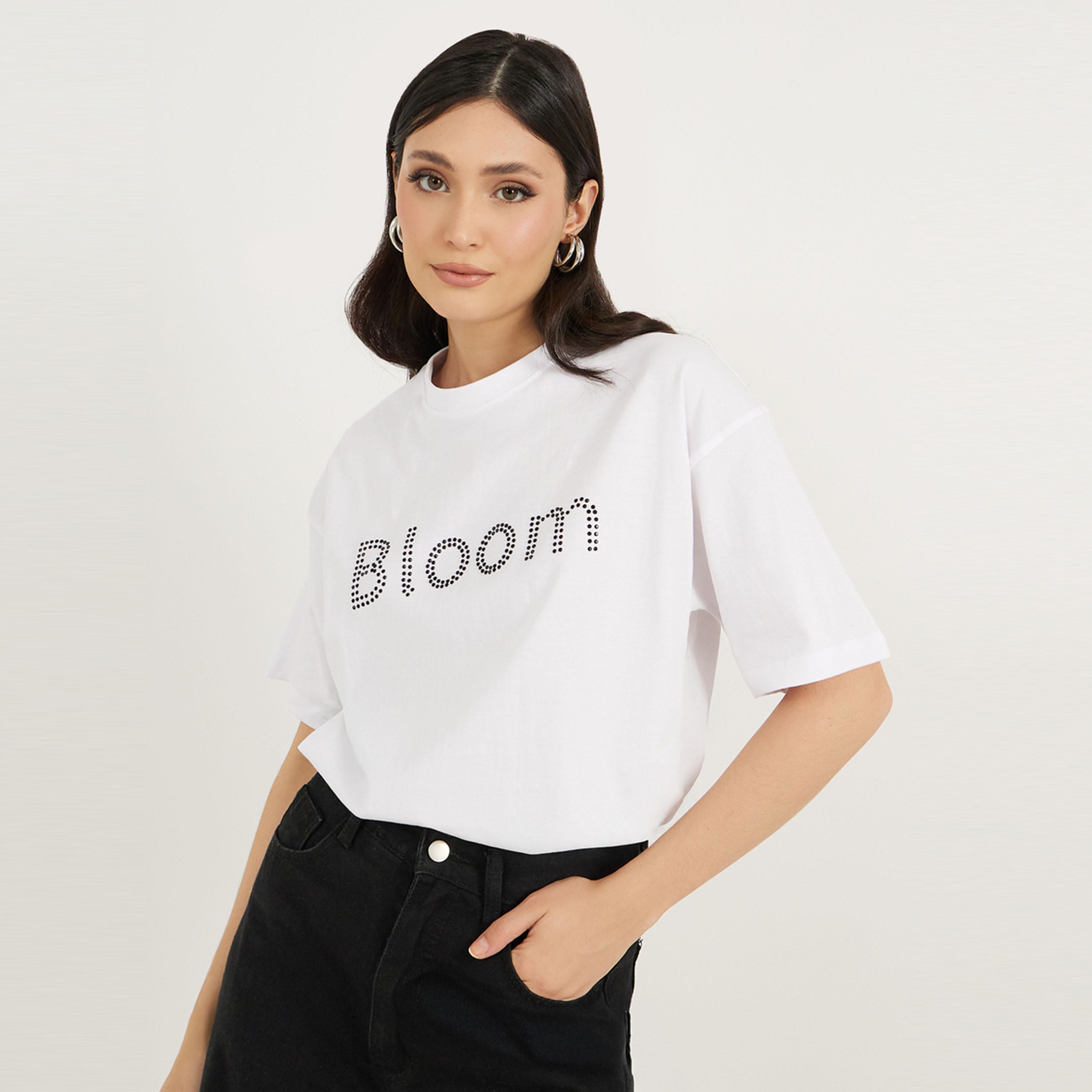 Styli Oversized Rhinestone Embellished Slogan T-Shirtâ€‹-women-clothing-tshirts-image-1