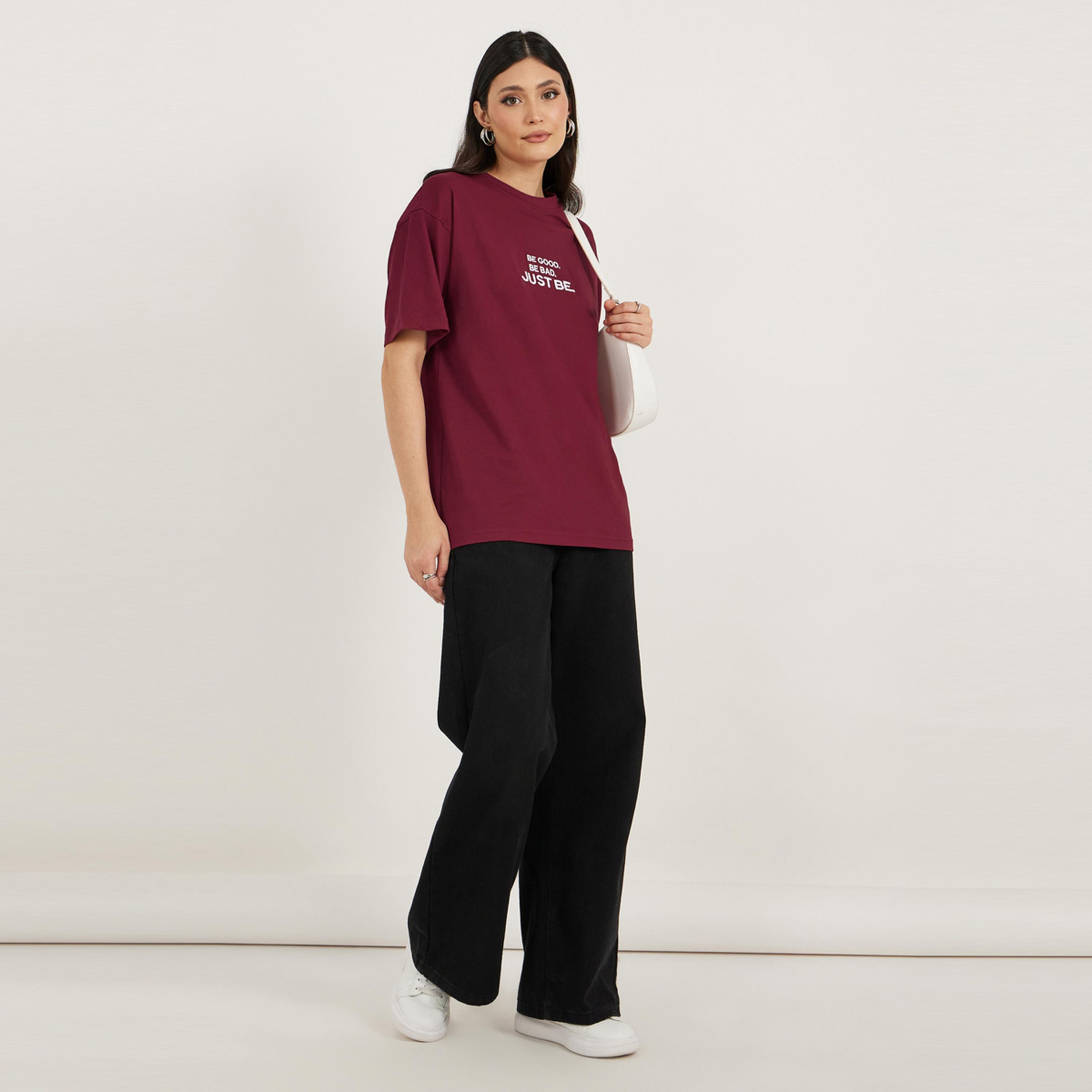 Styli Oversized Slogan Embroidered Short Sleeve T-Shirtâ€‹-women-clothing-tshirts-image-2
