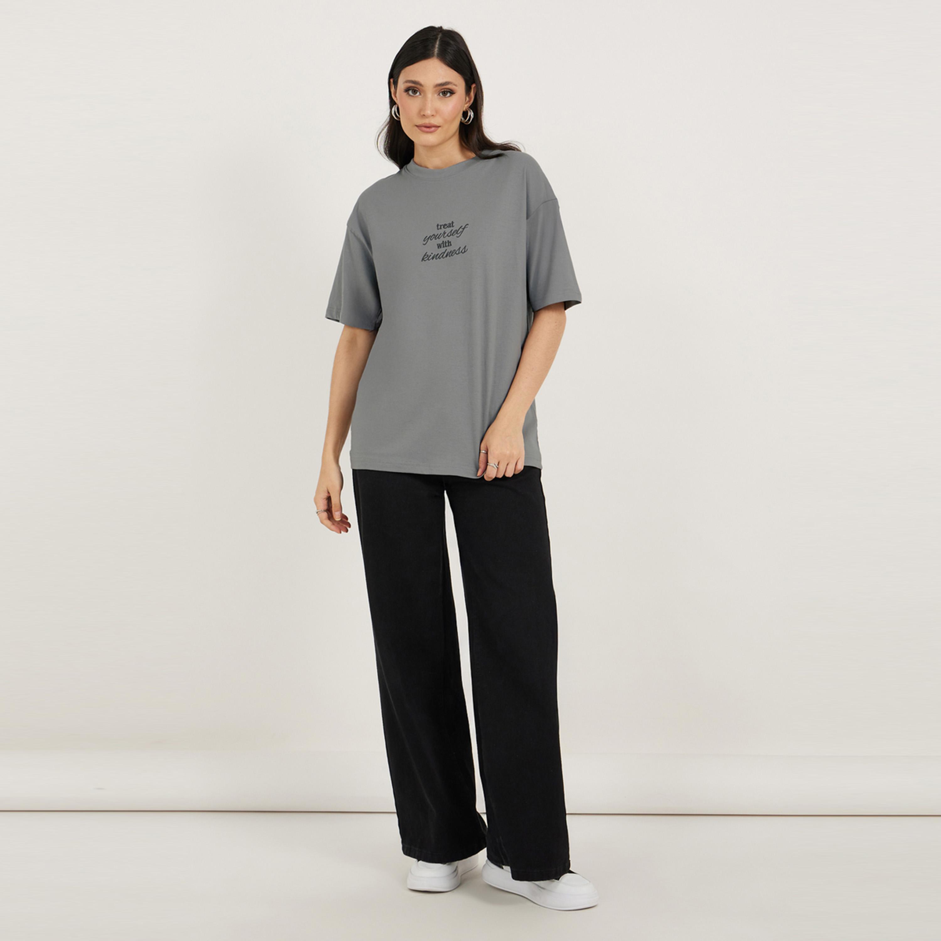 Styli Oversized Slogan Embroidered Short Sleeve T-Shirtâ€‹-women-clothing-tshirts-image-2