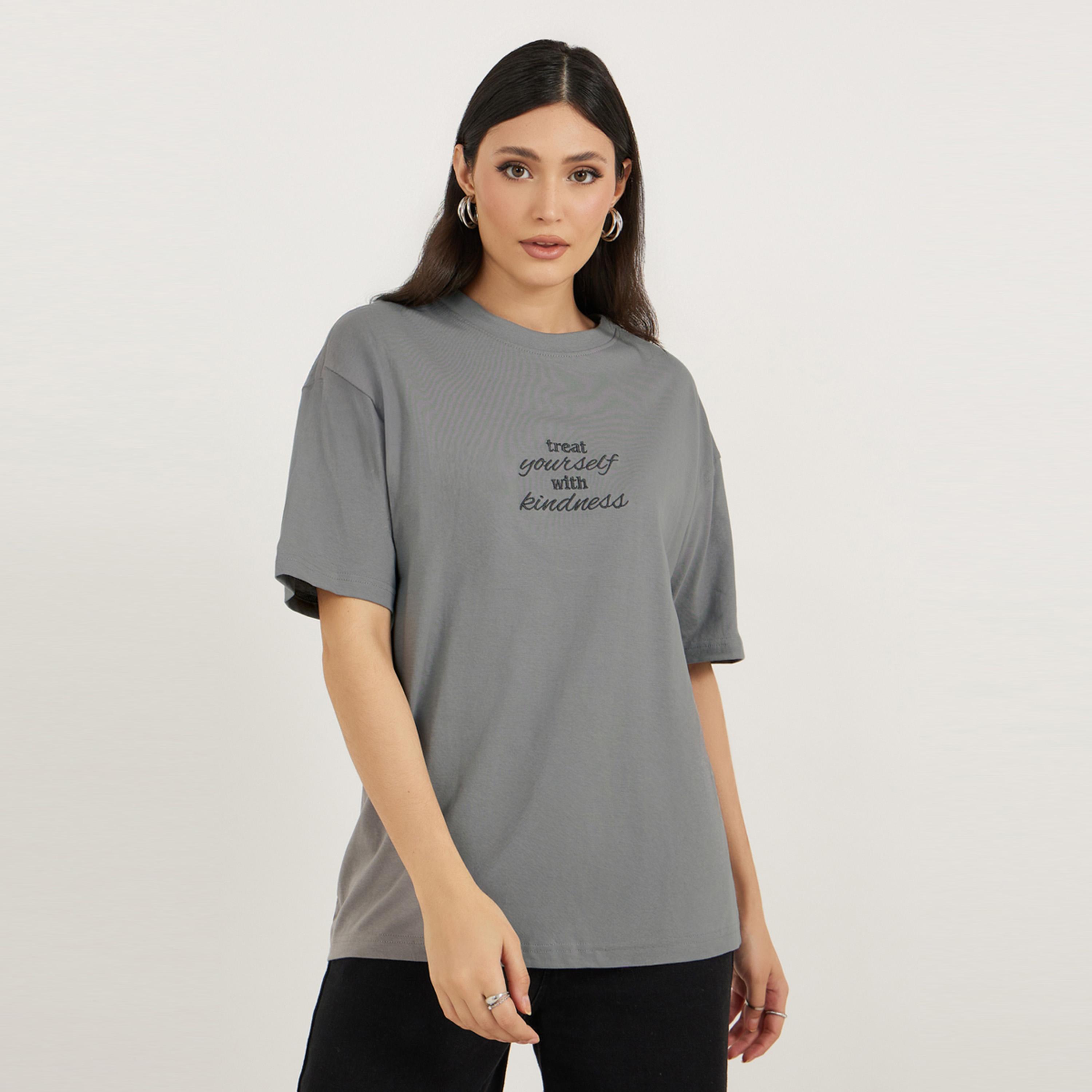 Styli Oversized Slogan Embroidered Short Sleeve T-Shirtâ€‹-women-clothing-tshirts-image-3