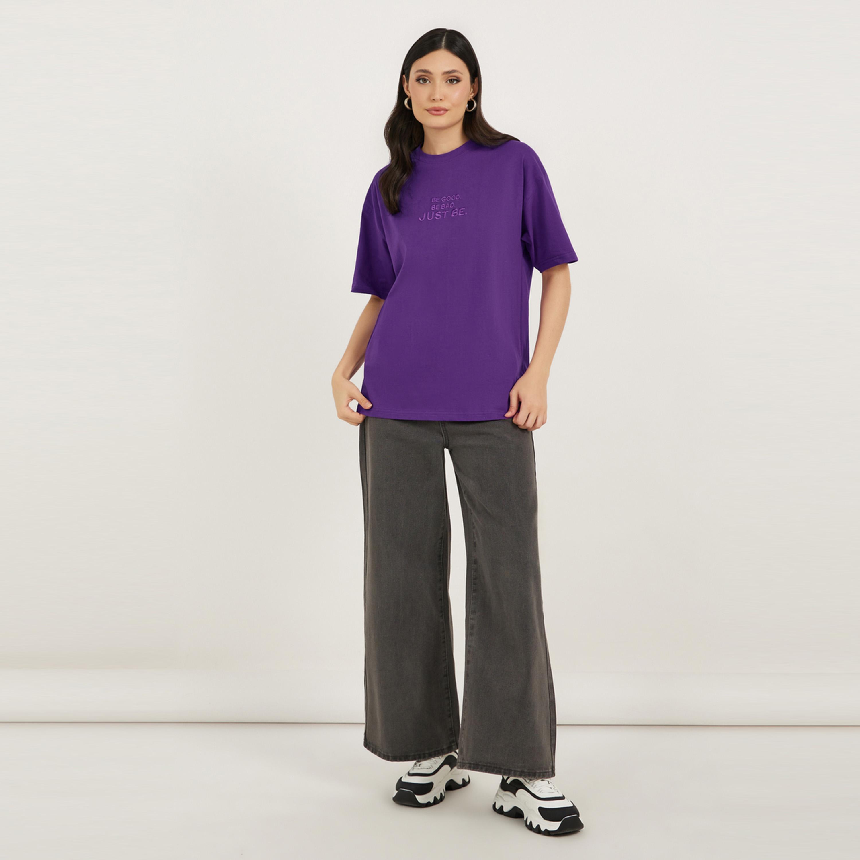 Styli Oversized Slogan Embroidered Short Sleeve T-Shirtâ€‹-women-clothing-tshirts-image-2