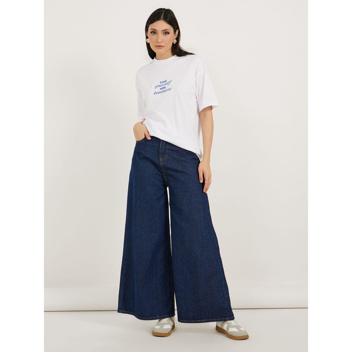 Embroidered Slogan Detail Oversized T-Shirt-women-clothing-tshirts-image-2