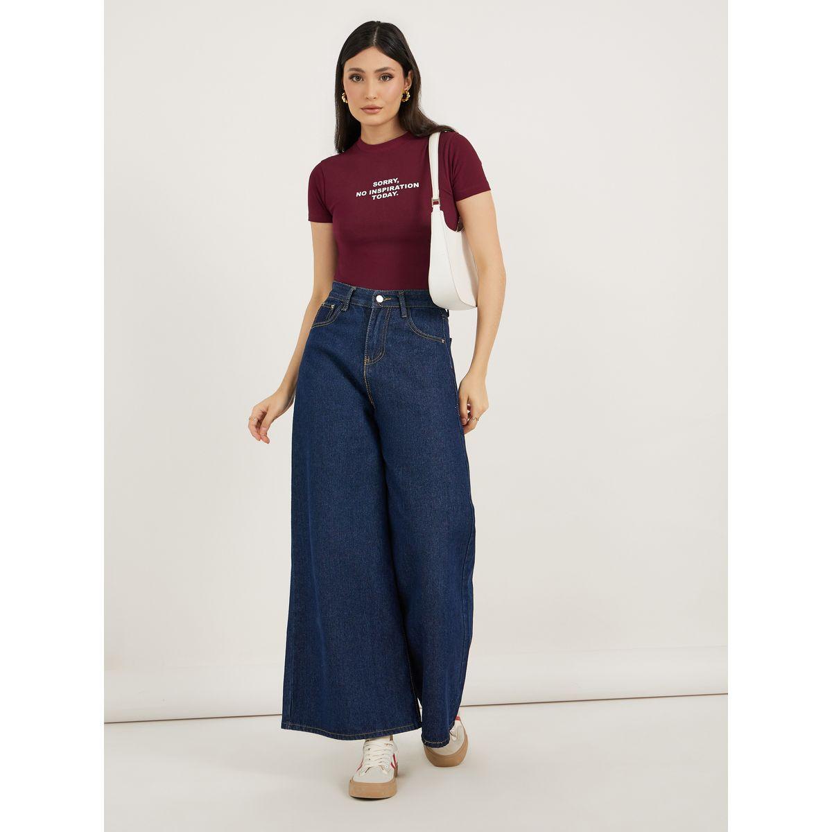 Styli Fitted No Inspiration Slogan Print Crop T-Shirt-women-clothing-tshirts-image-2