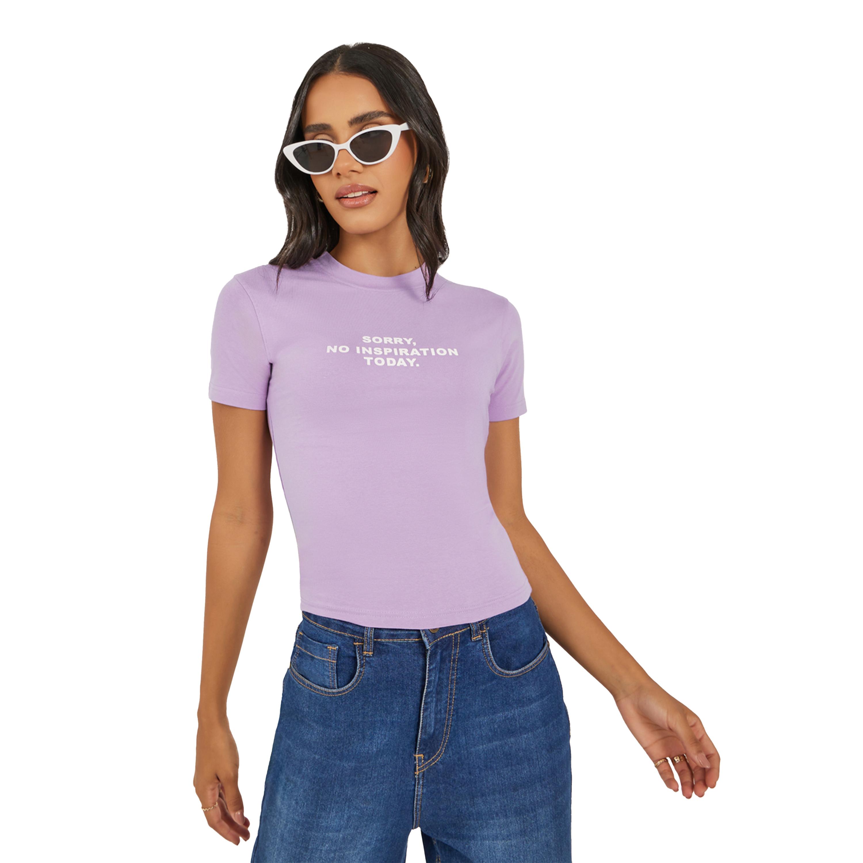 Styli Fitted No Inspiration Slogan Print Crop T-Shirt-women-clothing-tshirts-image-1