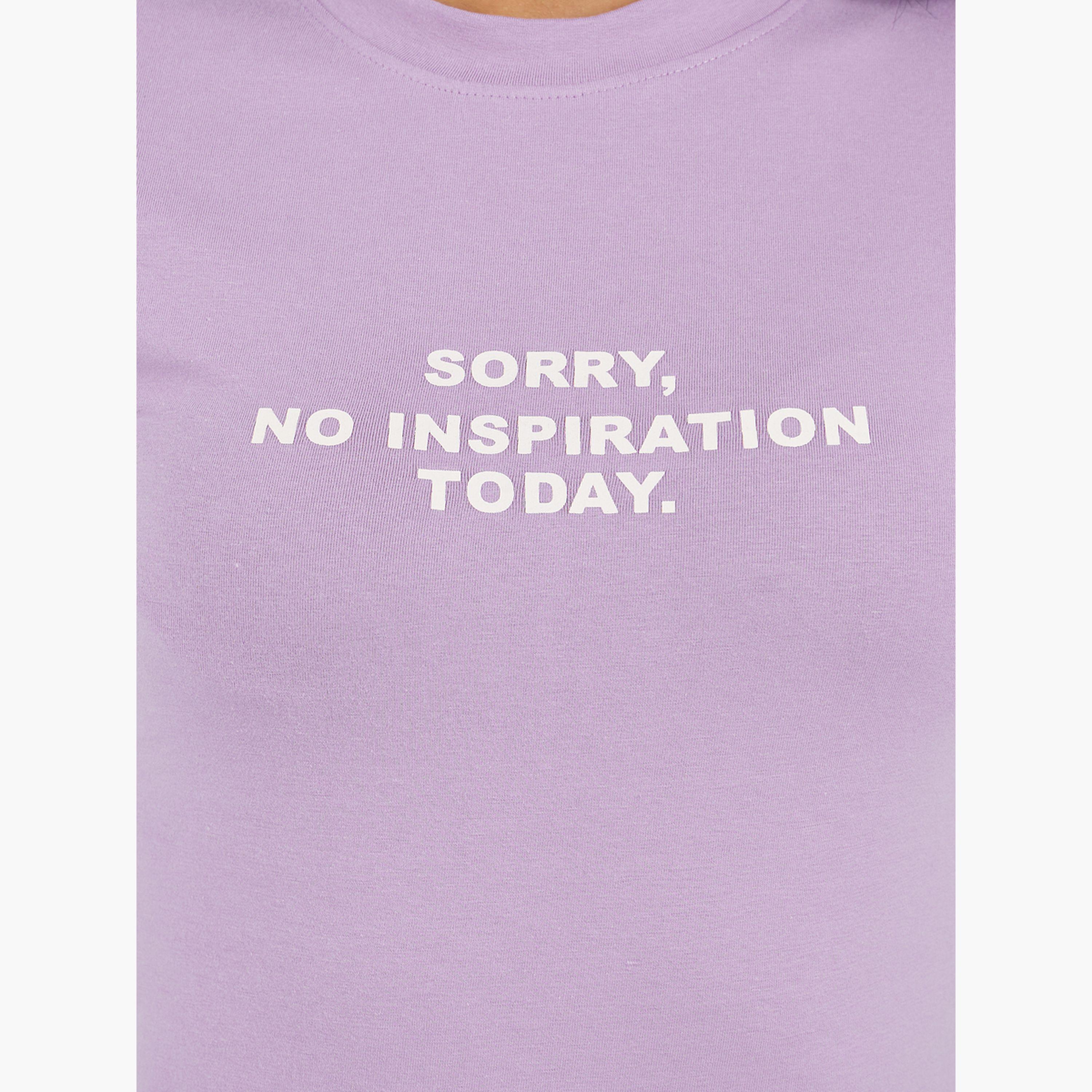Styli Fitted No Inspiration Slogan Print Crop T-Shirt-women-clothing-tshirts-image-3