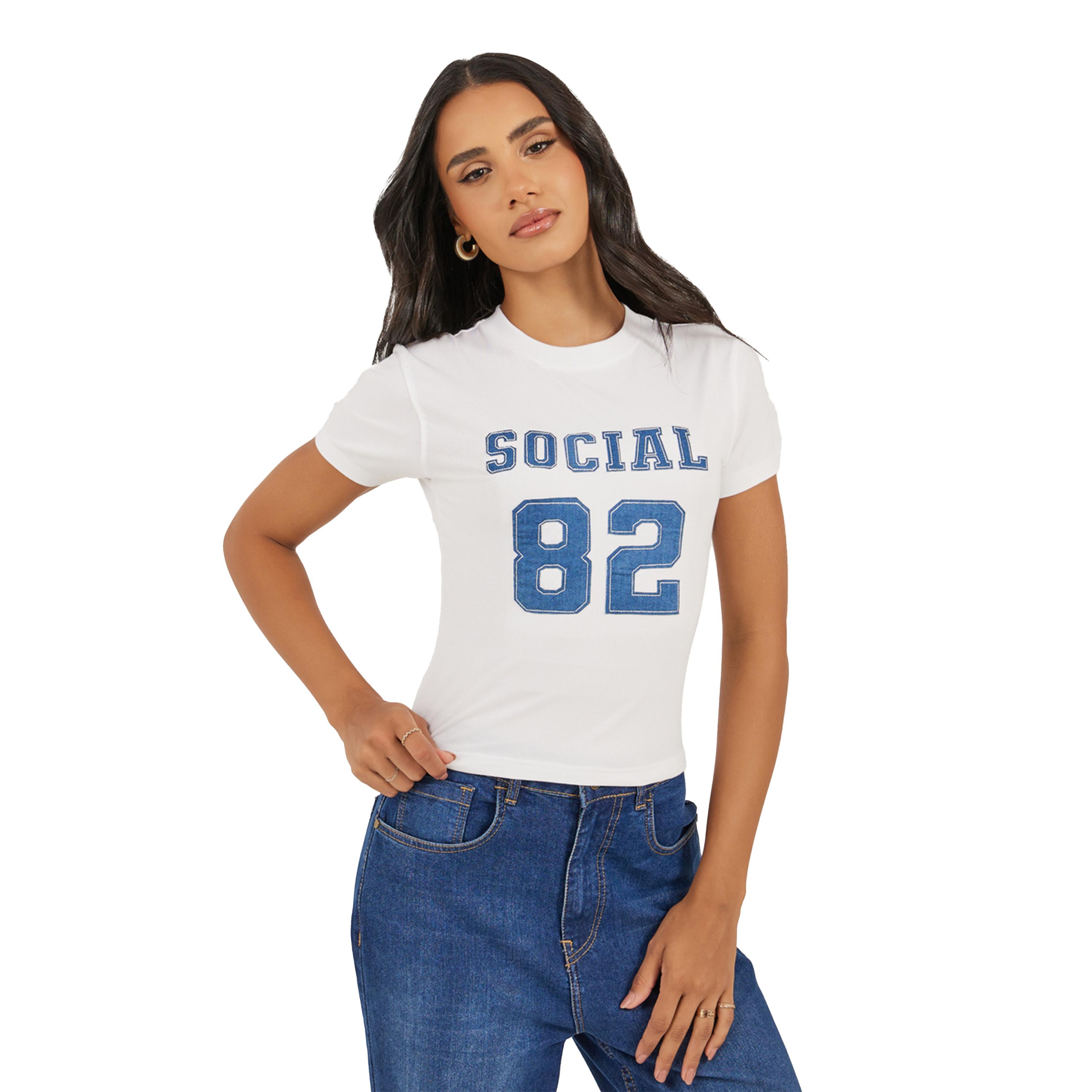 Styli Denim Applique Fitted Cropped T-Shirt-women-clothing-tshirts-image-1