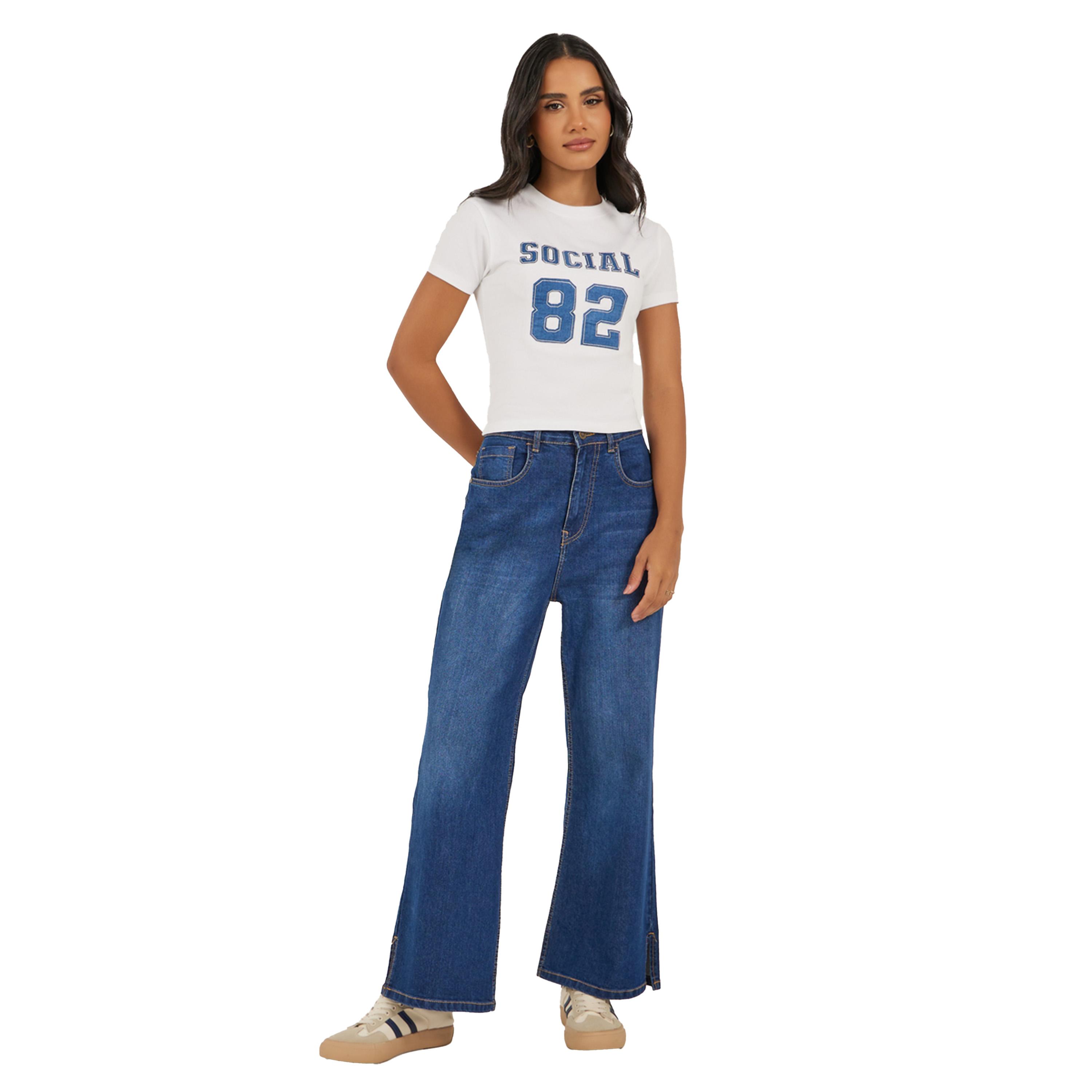 Styli Denim Applique Fitted Cropped T-Shirt-women-clothing-tshirts-image-2