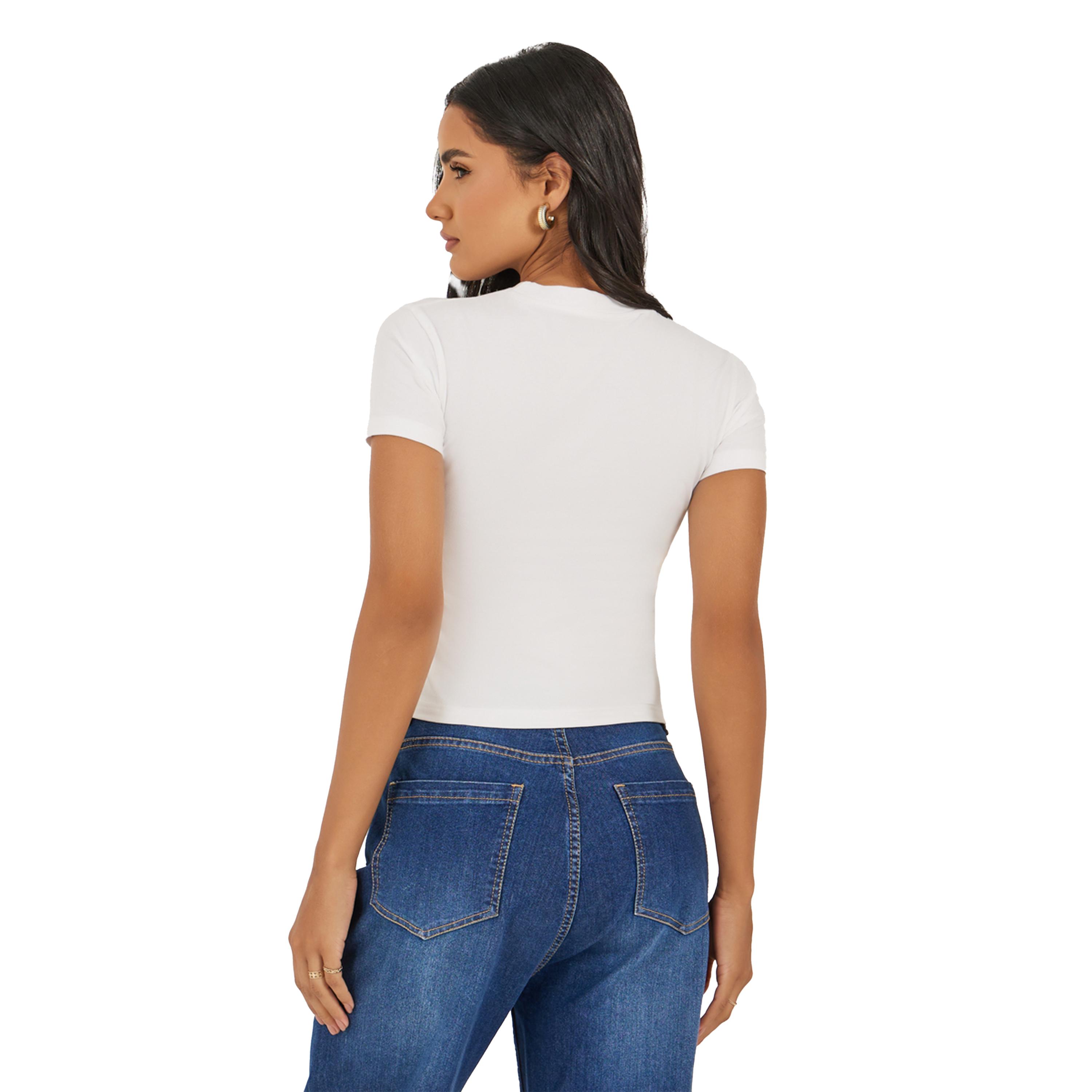 Styli Denim Applique Fitted Cropped T-Shirt-women-clothing-tshirts-image-4