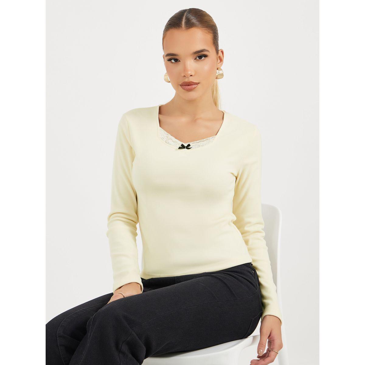Styli Slim Fit Lace Insert T-Shirt-women-clothing-tshirts-image-1