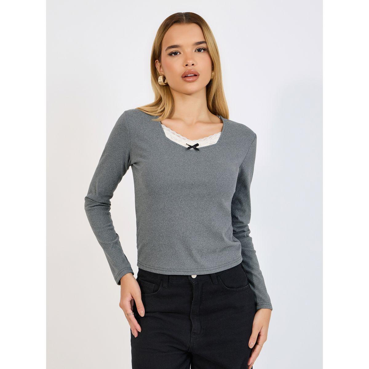 Styli Slim Fit Lace Insert T-Shirt-women-clothing-tshirts-image-1