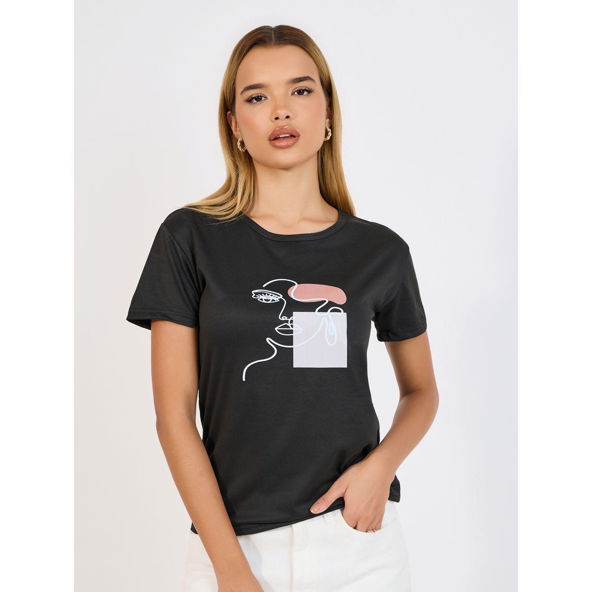 Styli Regular Fit Face Graphic Print T-Shirt-women-clothing-tshirts-image-1