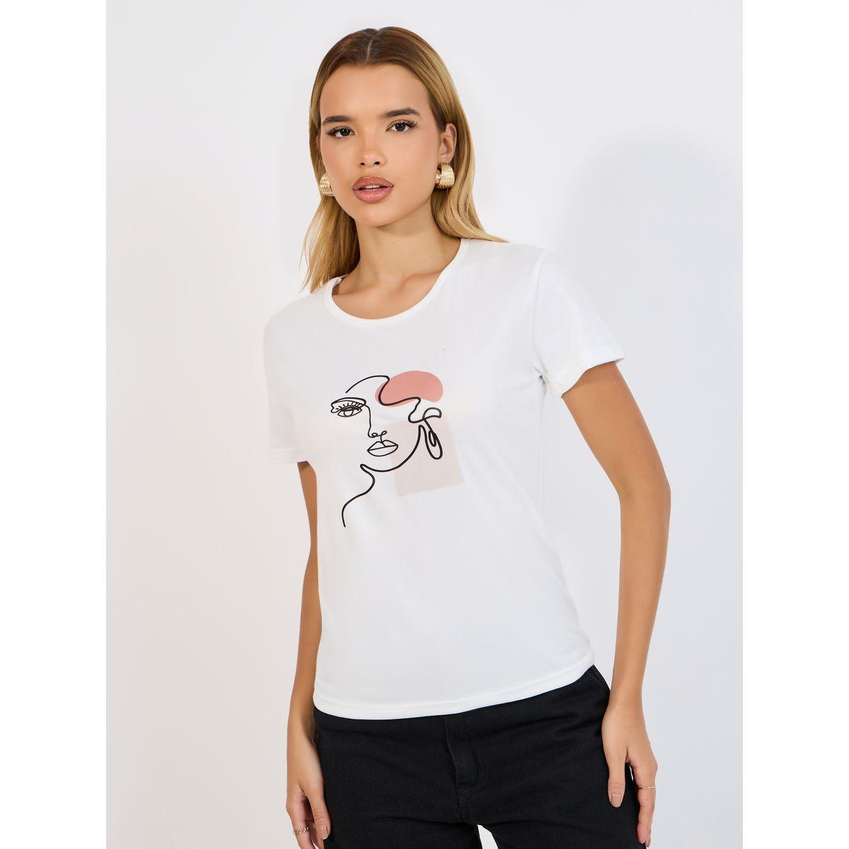 Styli Regular Fit Face Graphic Print T-Shirt-women-clothing-tshirts-image-1