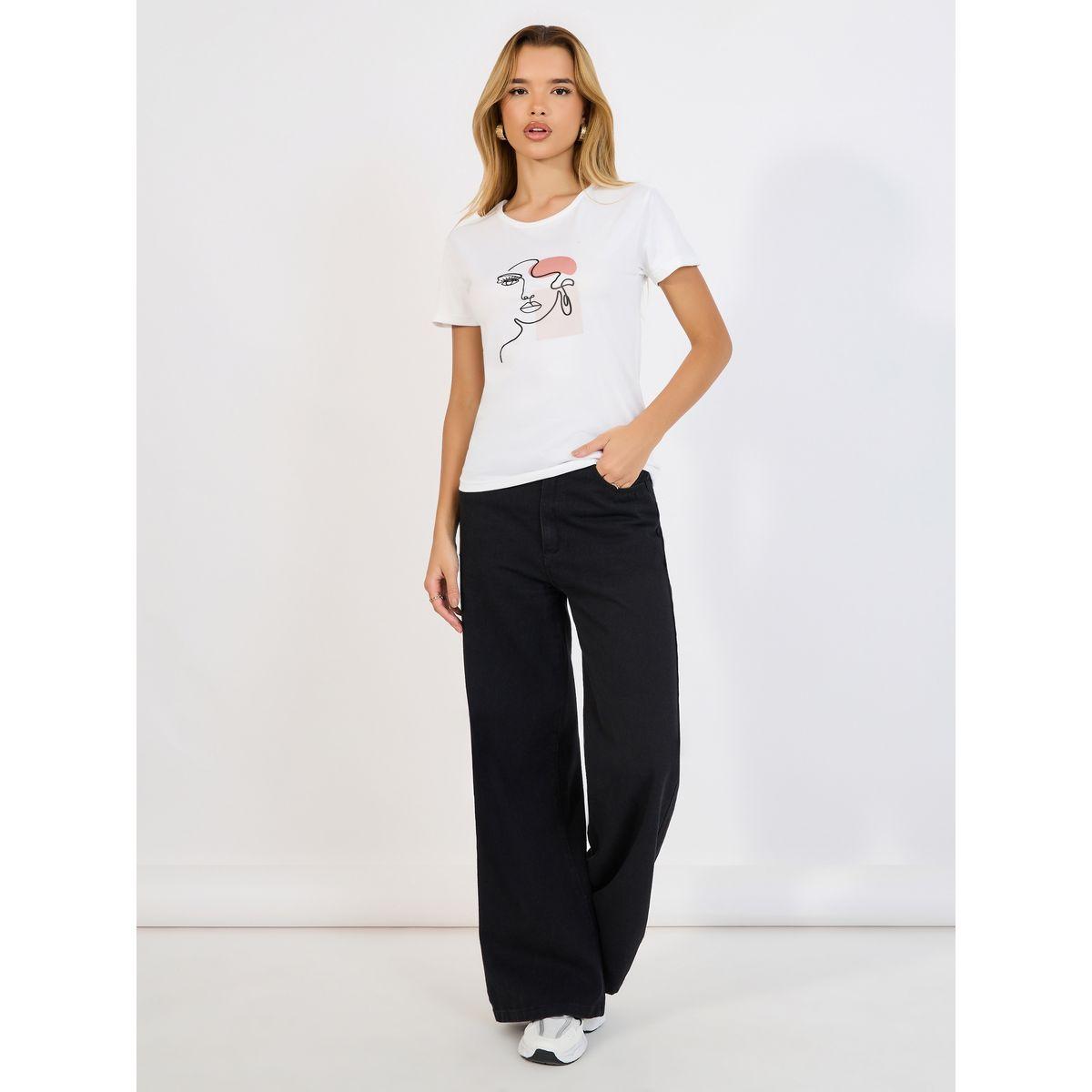 Styli Regular Fit Face Graphic Print T-Shirt-women-clothing-tshirts-image-2