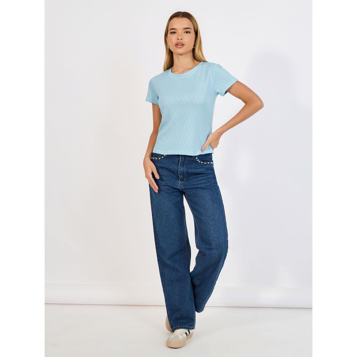 Styli Regular Fit Ribbed Round Neck T-Shirt-women-clothing-tshirts-image-2