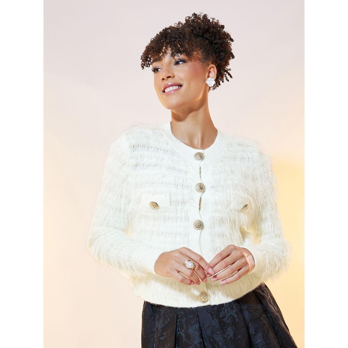 كارديجان مزين بشراشيب مع أزرار غلق-women-winterwear-cardigansandjumpers-cardigans-image-1