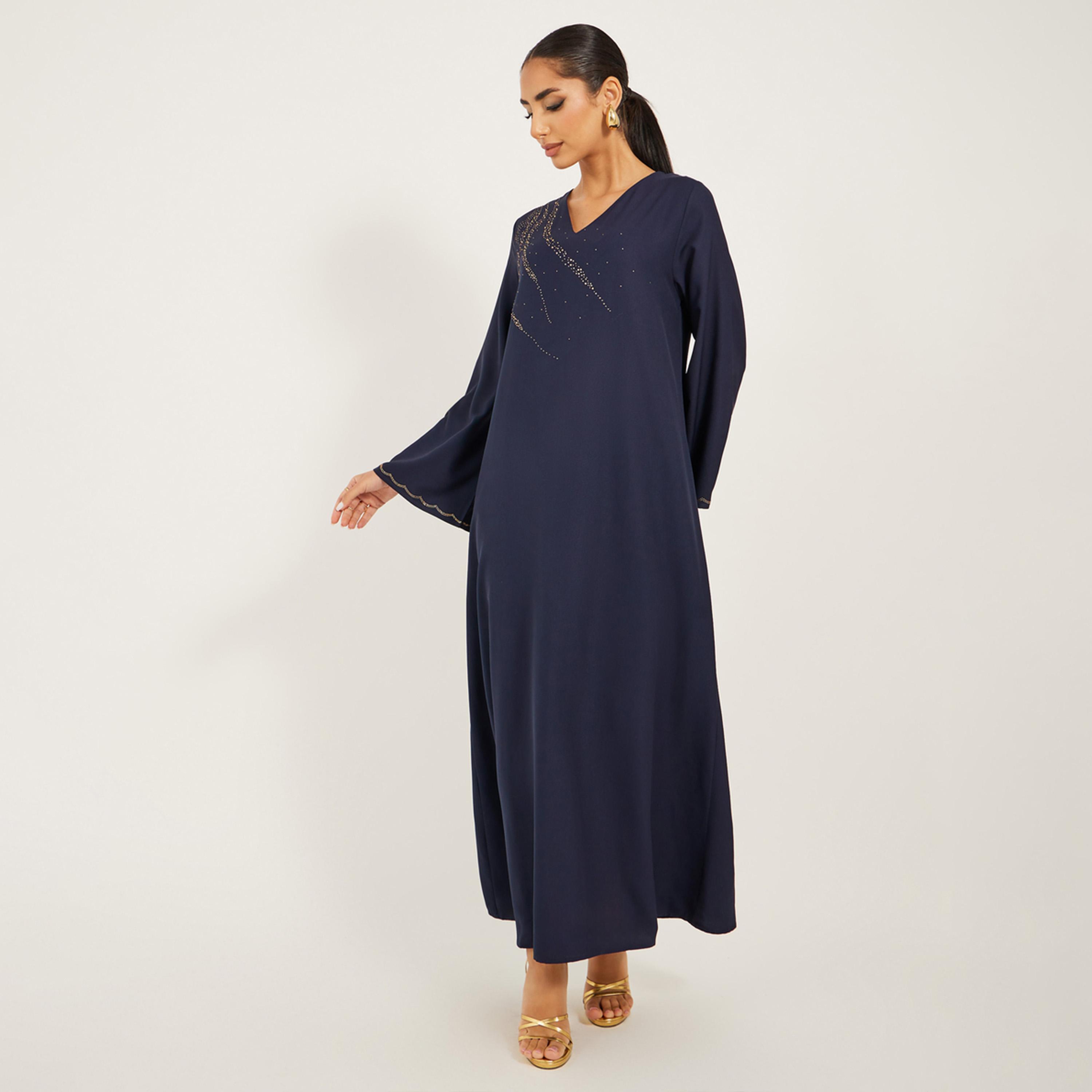 Styli Embellished V-Neck A-Line Jalabiya-women-arabicclothing-jalabiyas-image-2