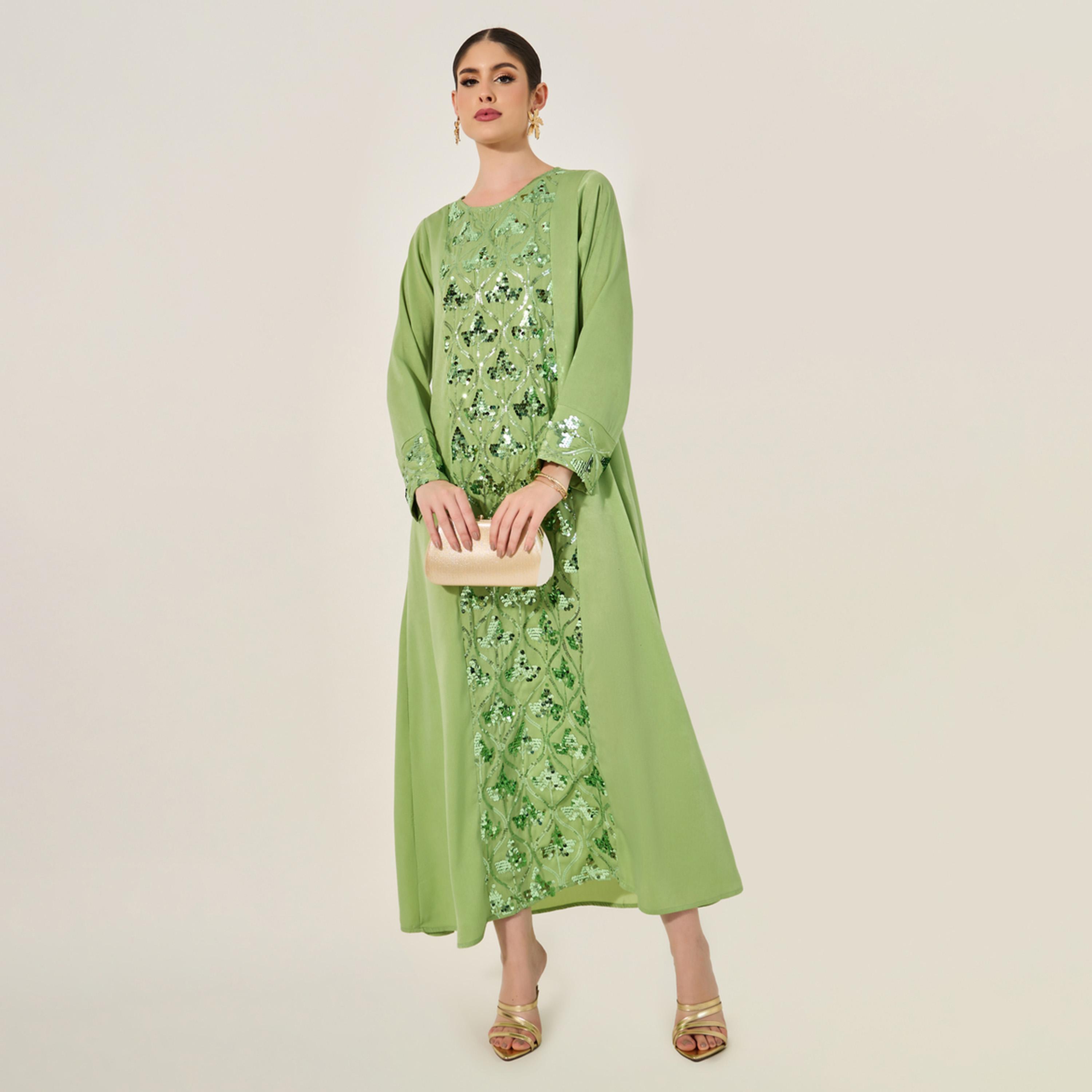 أميرة x ستايلي جلابية منمقة بالترتر مع ياقة دائرية-women-arabicclothing-jalabiyas-image-2
