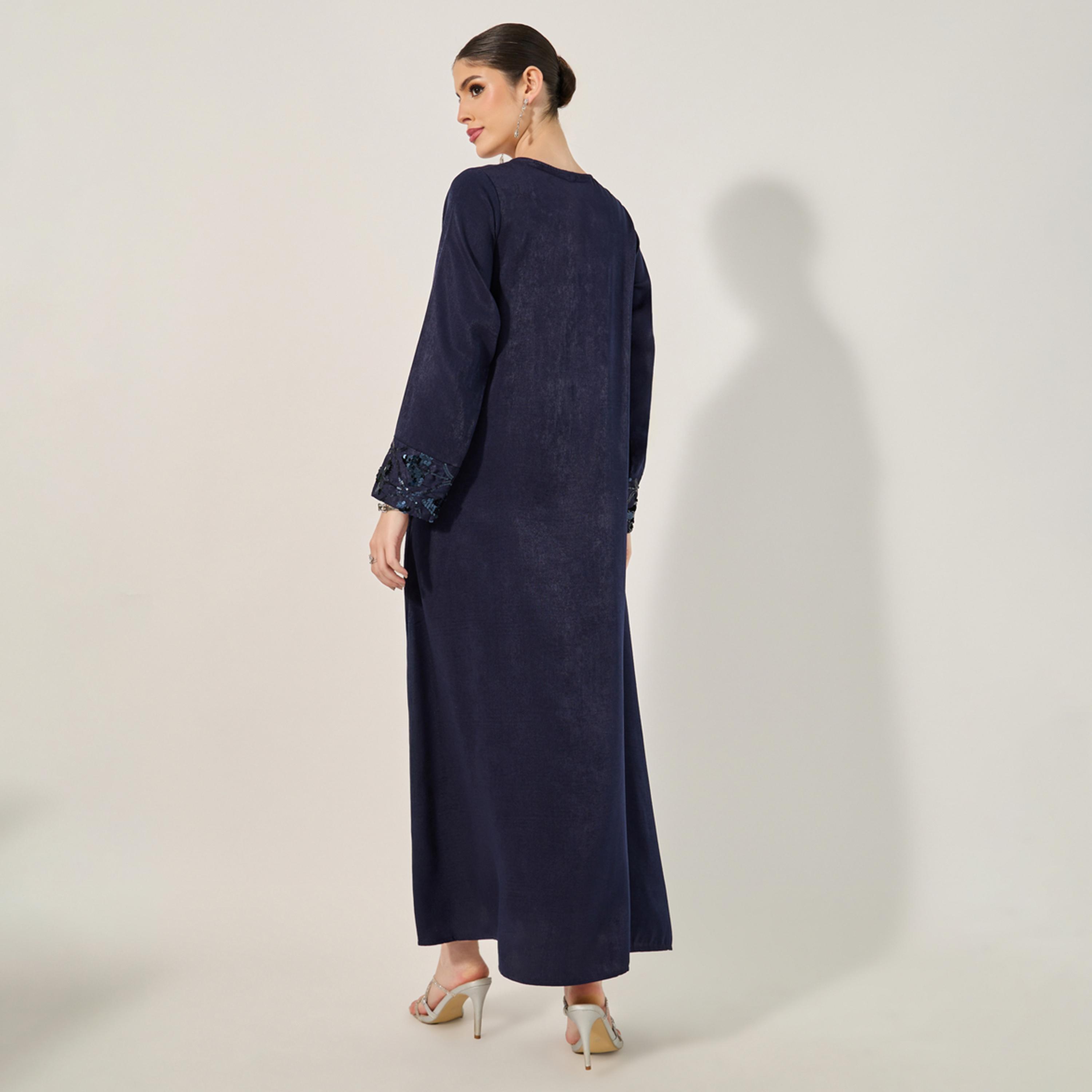 Styli Embellished Sequined Round Neck A-Line Jalabiya-women-arabicclothing-jalabiyas-image-5
