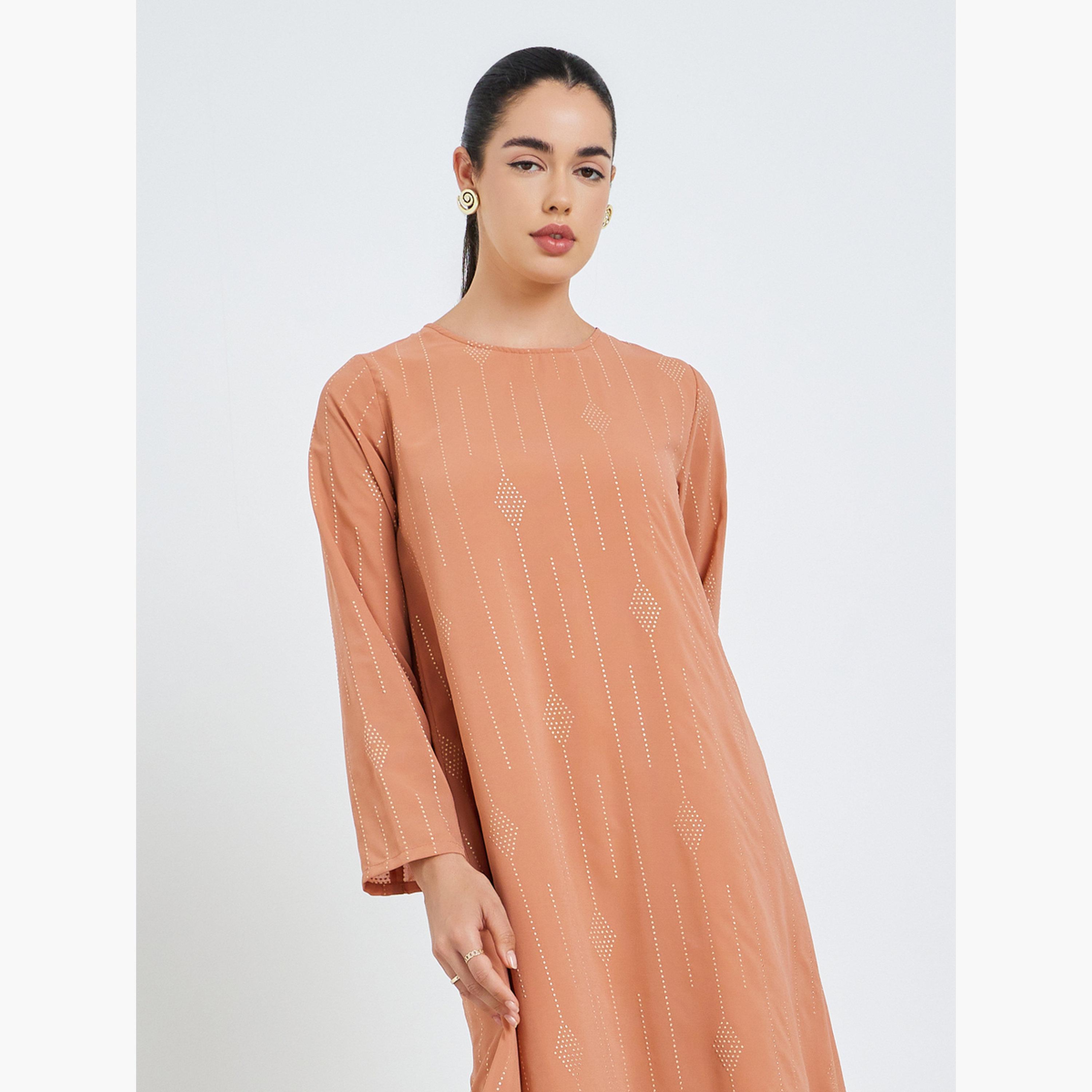 جلابية ماكسي بحافة مكشكشة للنساء-women-arabicclothing-jalabiyas-image-2