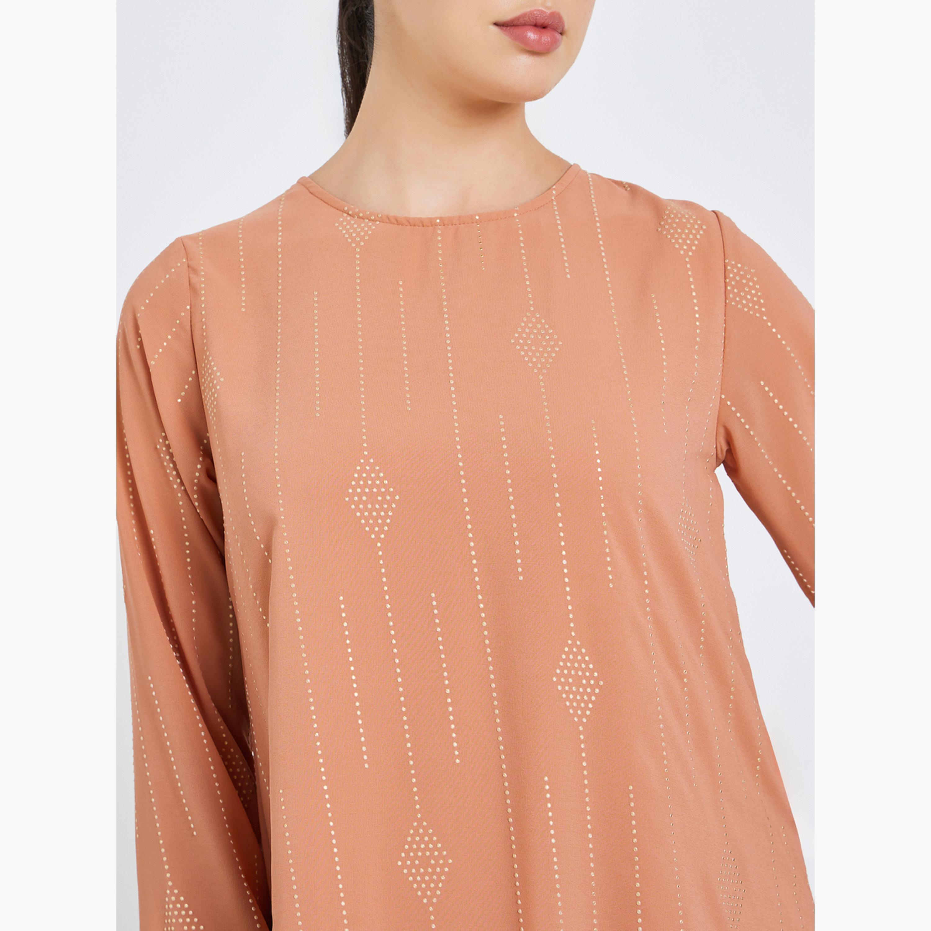 جلابية ماكسي بحافة مكشكشة للنساء-women-arabicclothing-jalabiyas-image-4