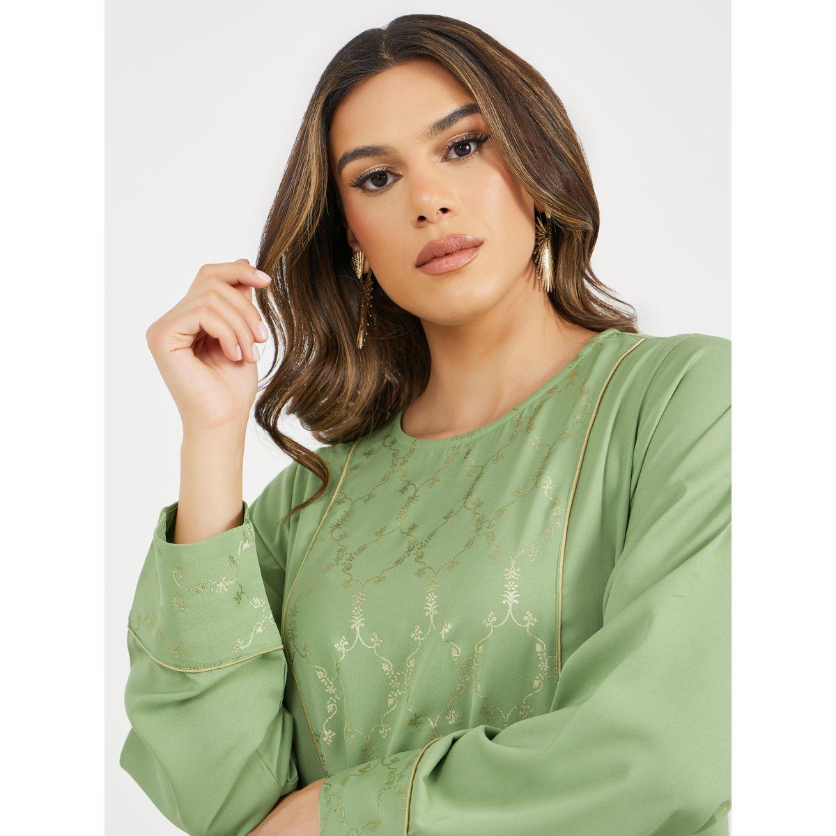 Styli Foil Print Panel Round Neck Jalabyia-women-arabicclothing-jalabiyas-image-3