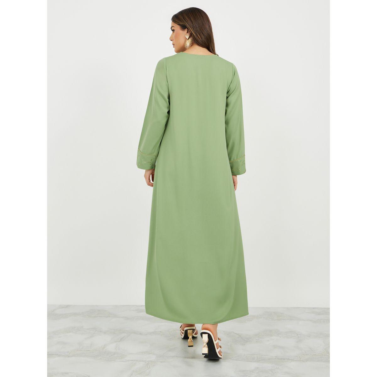 جلابية بطبعات رقائق معدنية وياقة دائرية-women-arabicclothing-jalabiyas-image-6