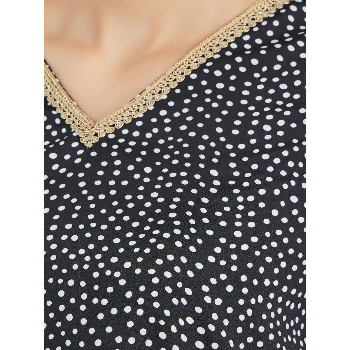 جلابية بنقشات نقاط بولكا كاملة وياقة V مع دانتيل-women-arabicclothing-jalabiyas-image-6