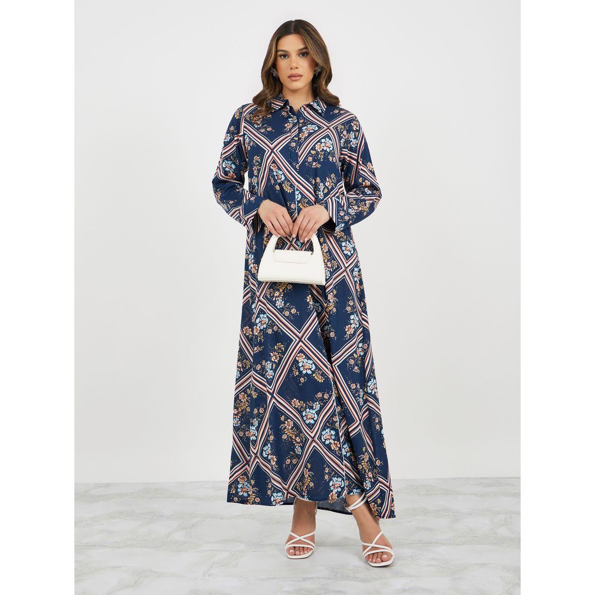 جلابية بطبعات كاملة وياقة قميص-women-arabicclothing-jalabiyas-image-3