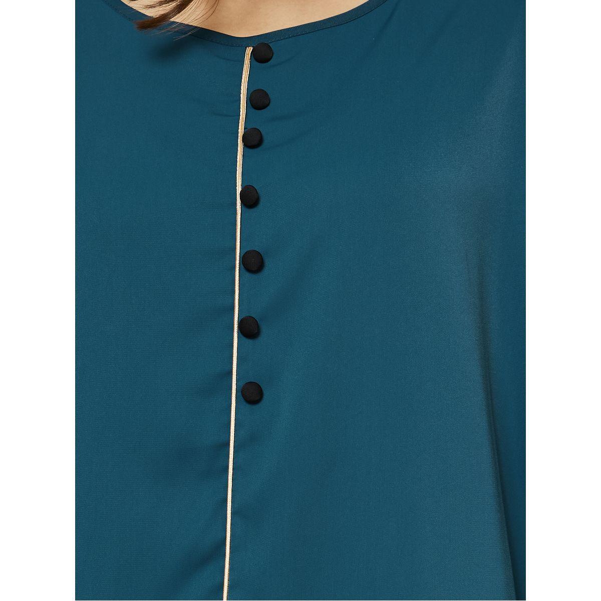 Styli Round Neck Batwing Sleeves Jalabiya with Piping Detail-women-arabicclothing-jalabiyas-image-3