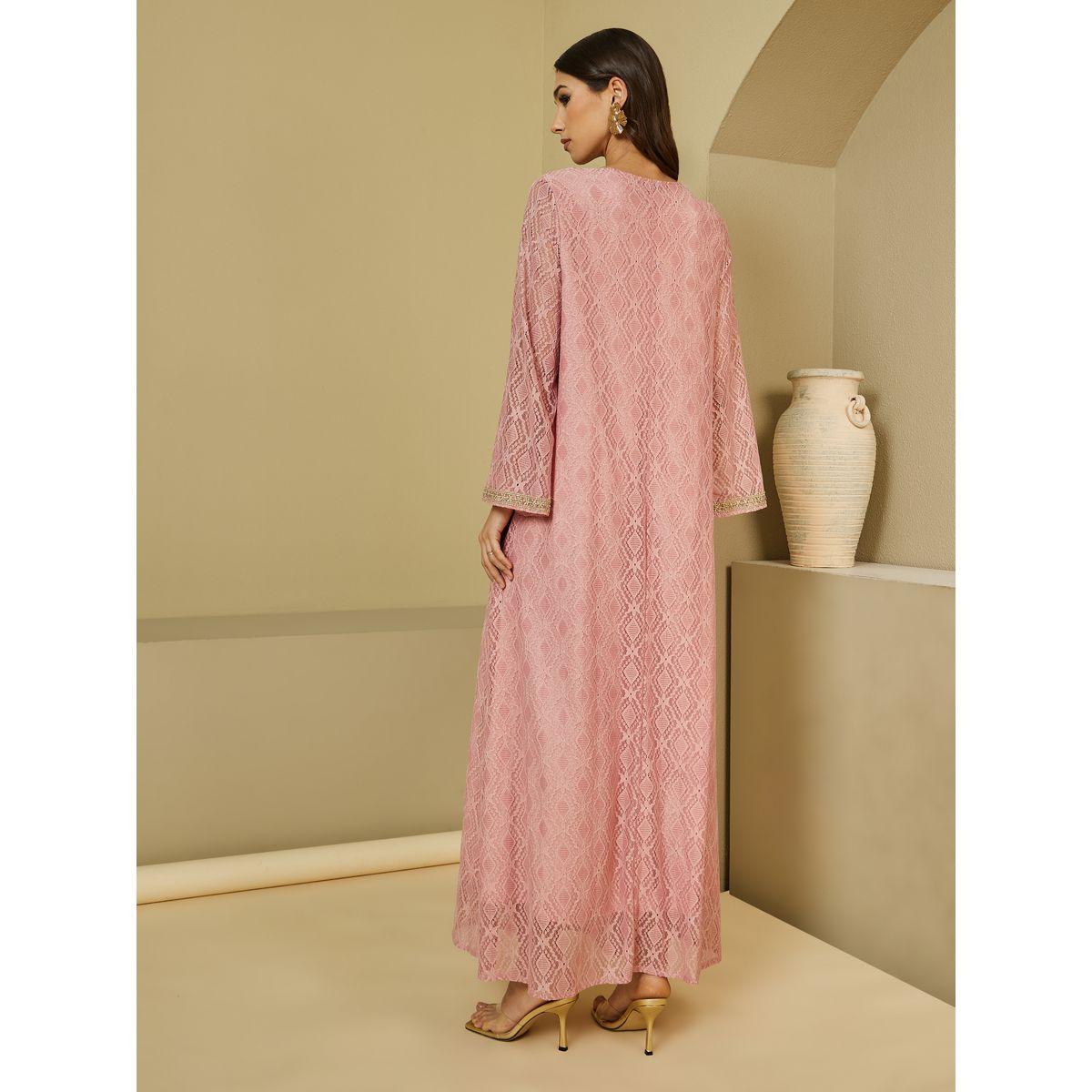 Styli Embroidered Neckline All Over Lace Jalabiya-women-arabicclothing-jalabiyas-image-4
