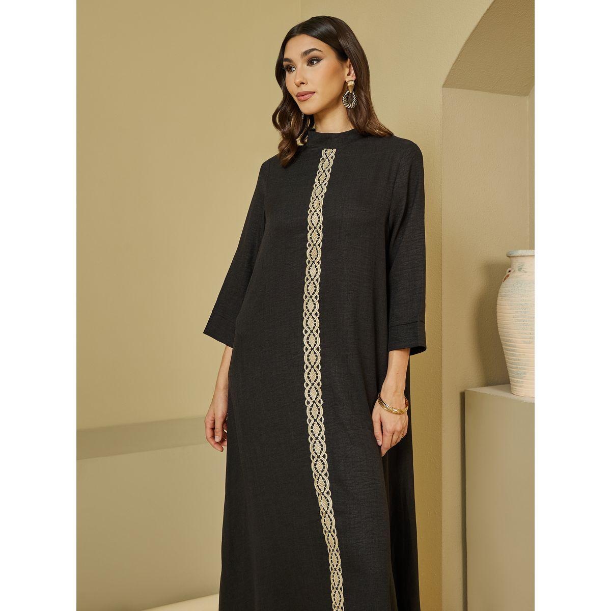 جلابية بياقة عالية وتفاصيل دانتيل-women-arabicclothing-jalabiyas-image-2