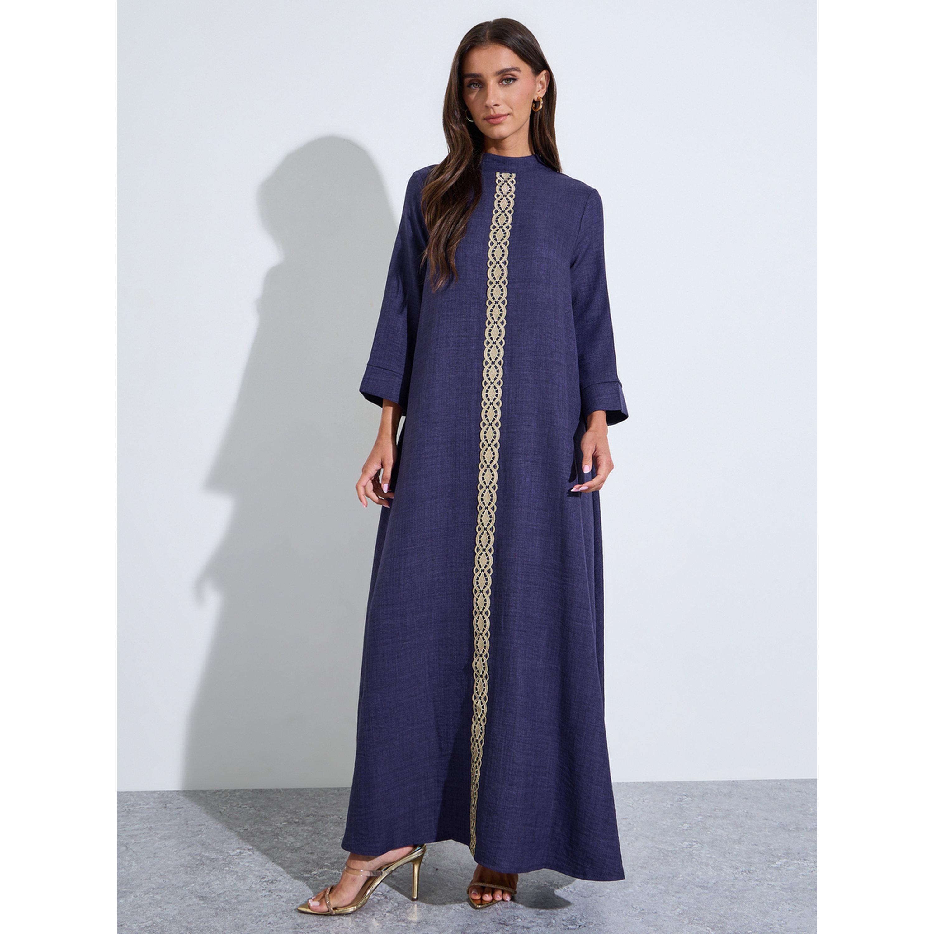 Amirah X Styli High Neck Embroidered Front Jalabiya-women-arabicclothing-jalabiyas-image-1