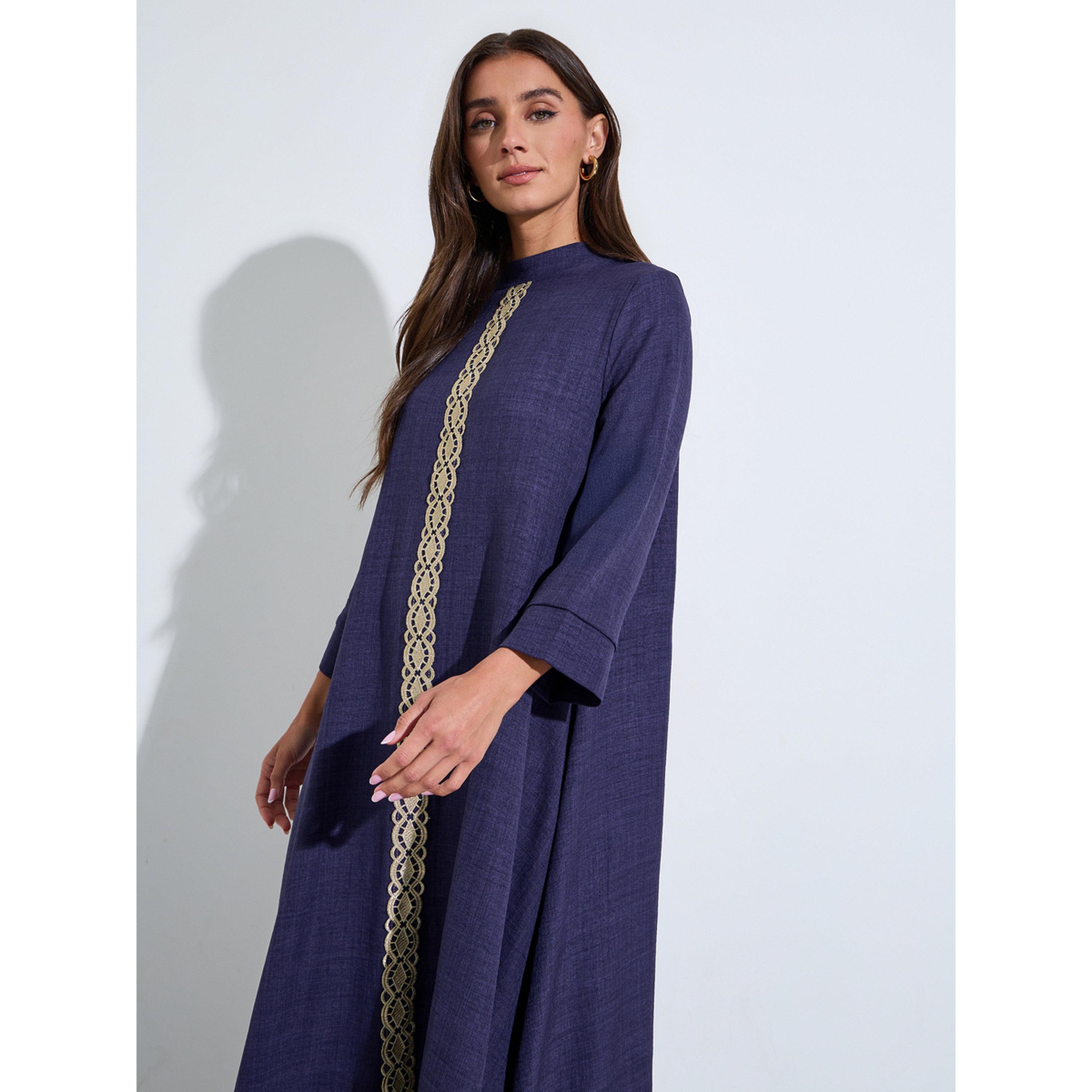 Amirah X Styli High Neck Embroidered Front Jalabiya-women-arabicclothing-jalabiyas-image-2