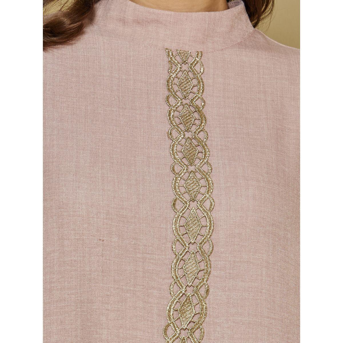 Styli High Neck Lace Details Front Jalabiya-women-arabicclothing-jalabiyas-image-3