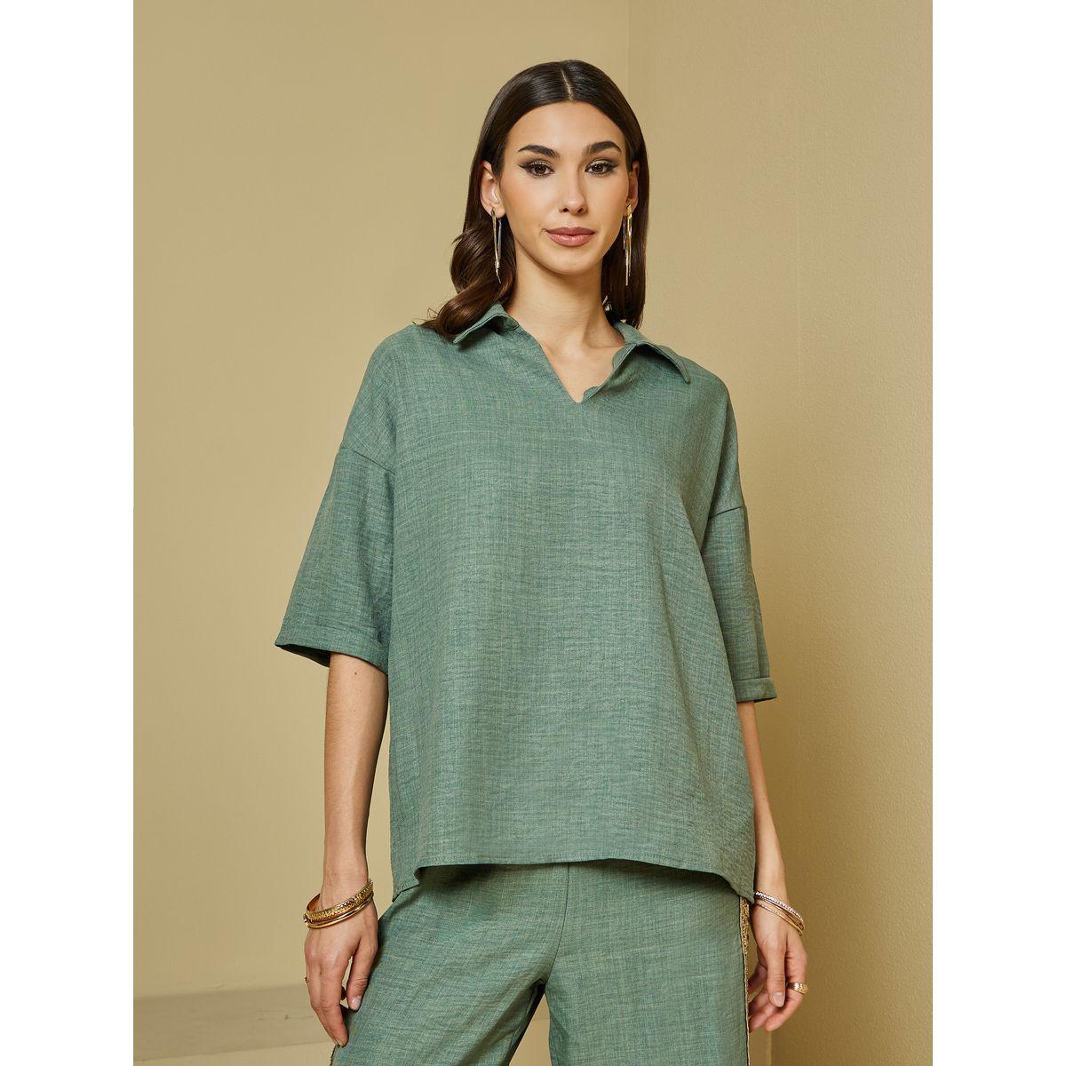 طقم منسق من بنطال بأرجل واسعة وبلوزة فضفاضة-women-clothing-coordsets-image-2